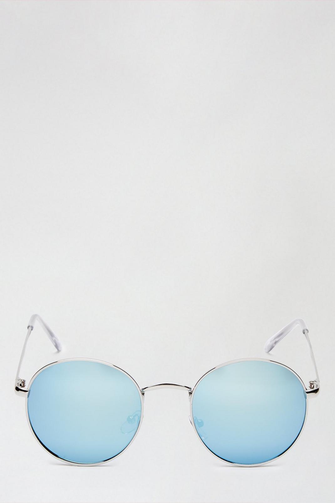 131 Grey Mirrored Round Sunglasses image number 1