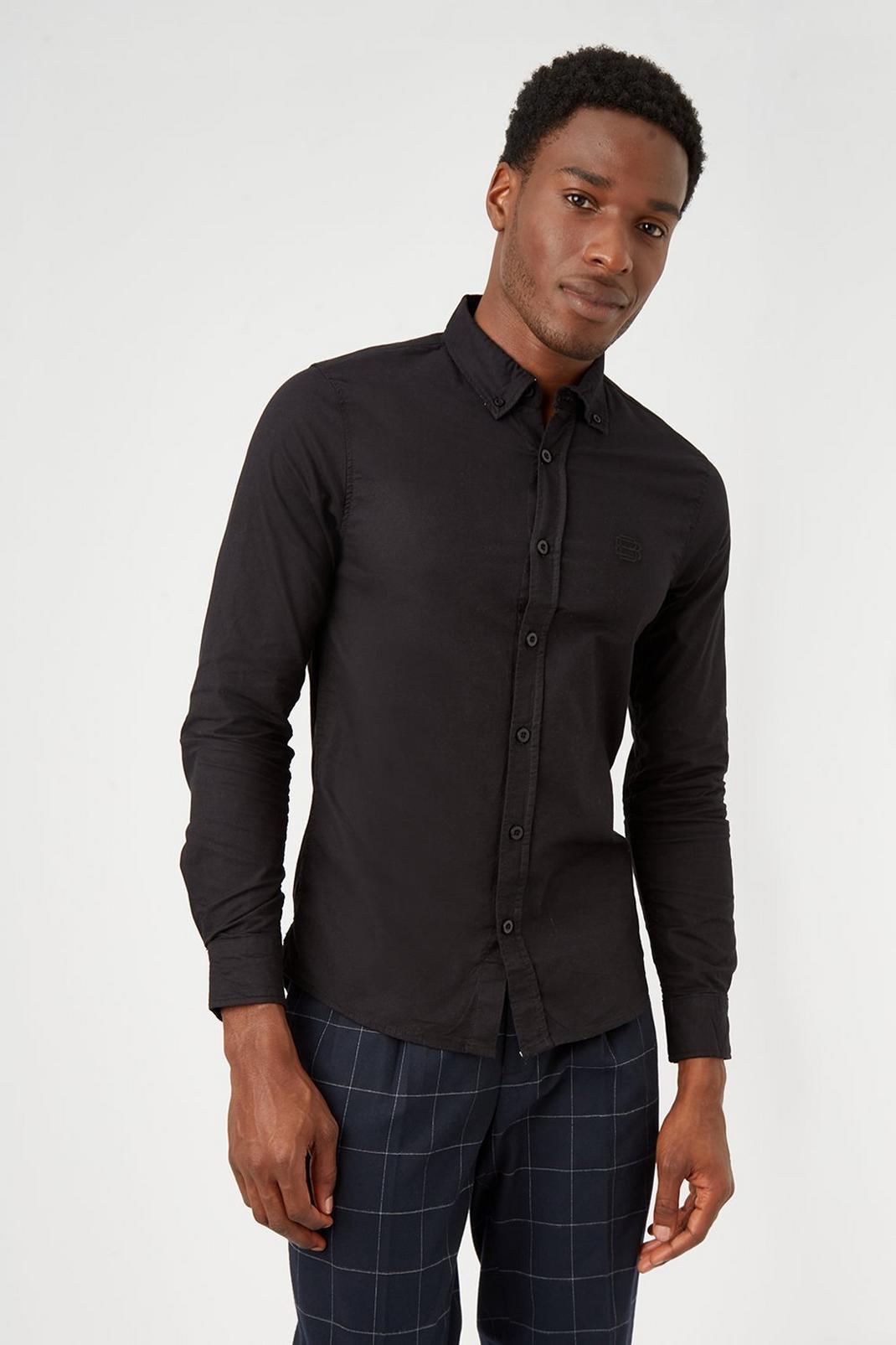 105 Long Sleeve Skinny Fit Oxford Shirt image number 1