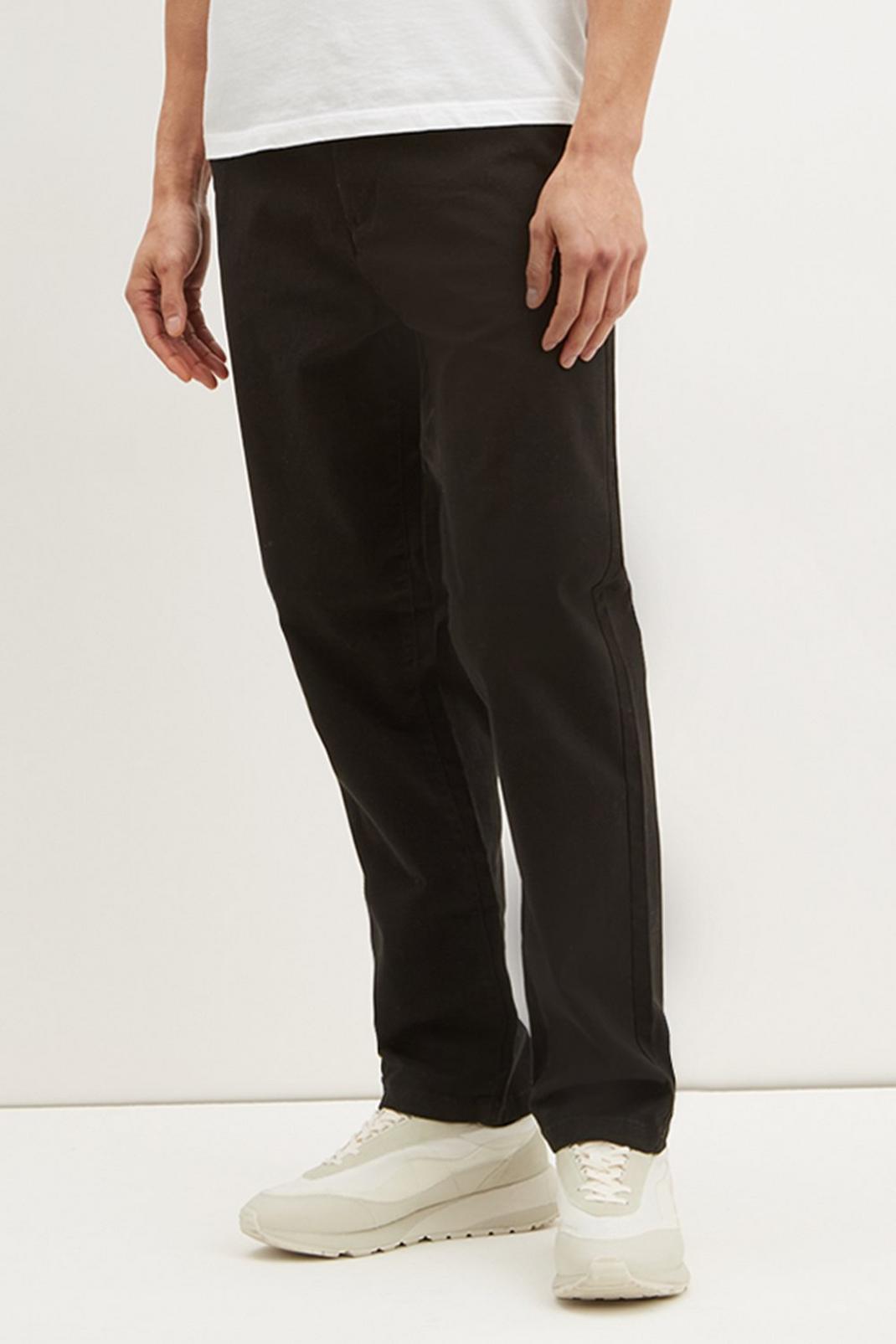 Black Straight Chino Trousers image number 1