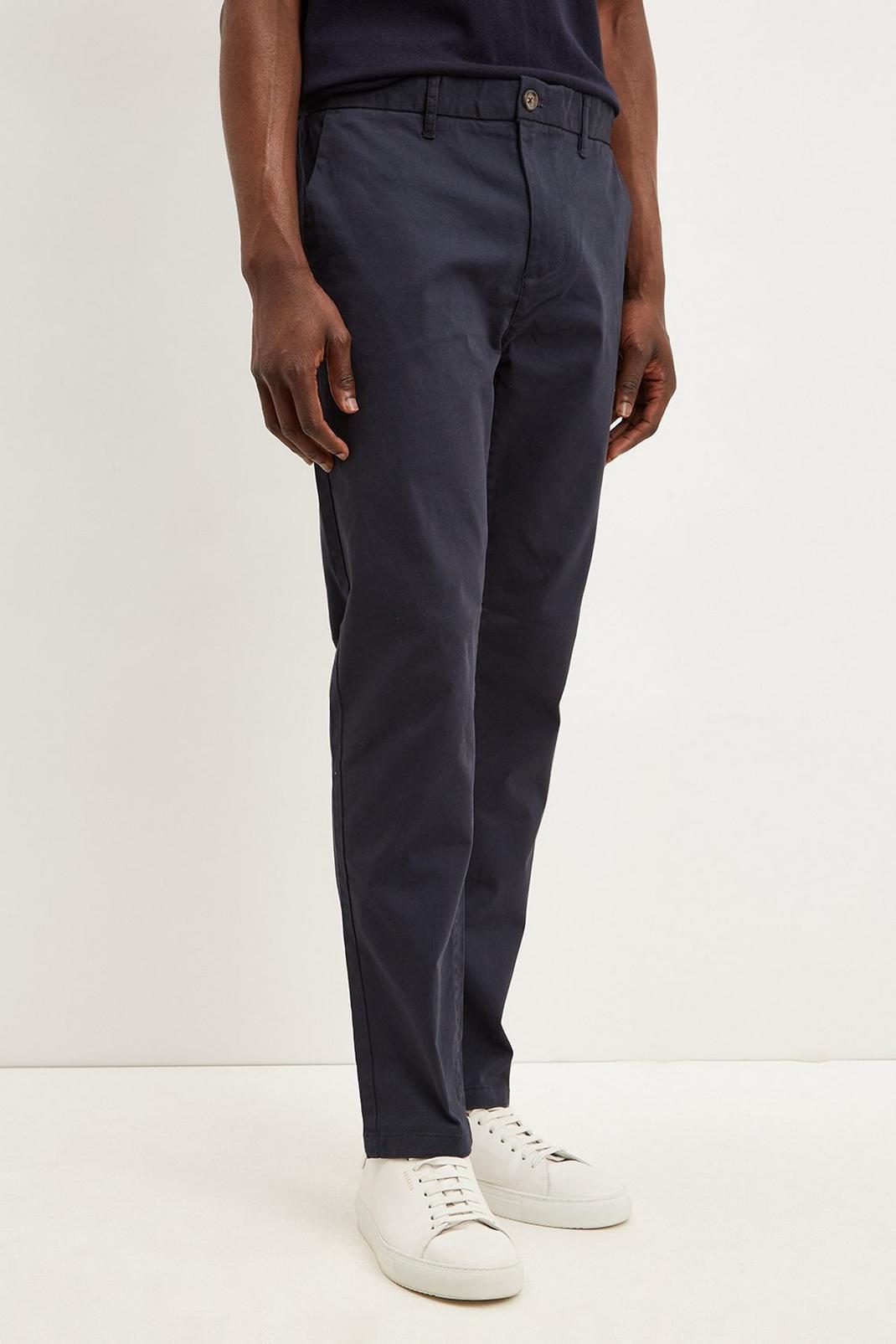 Navy Slim Chino Trousers image number 1