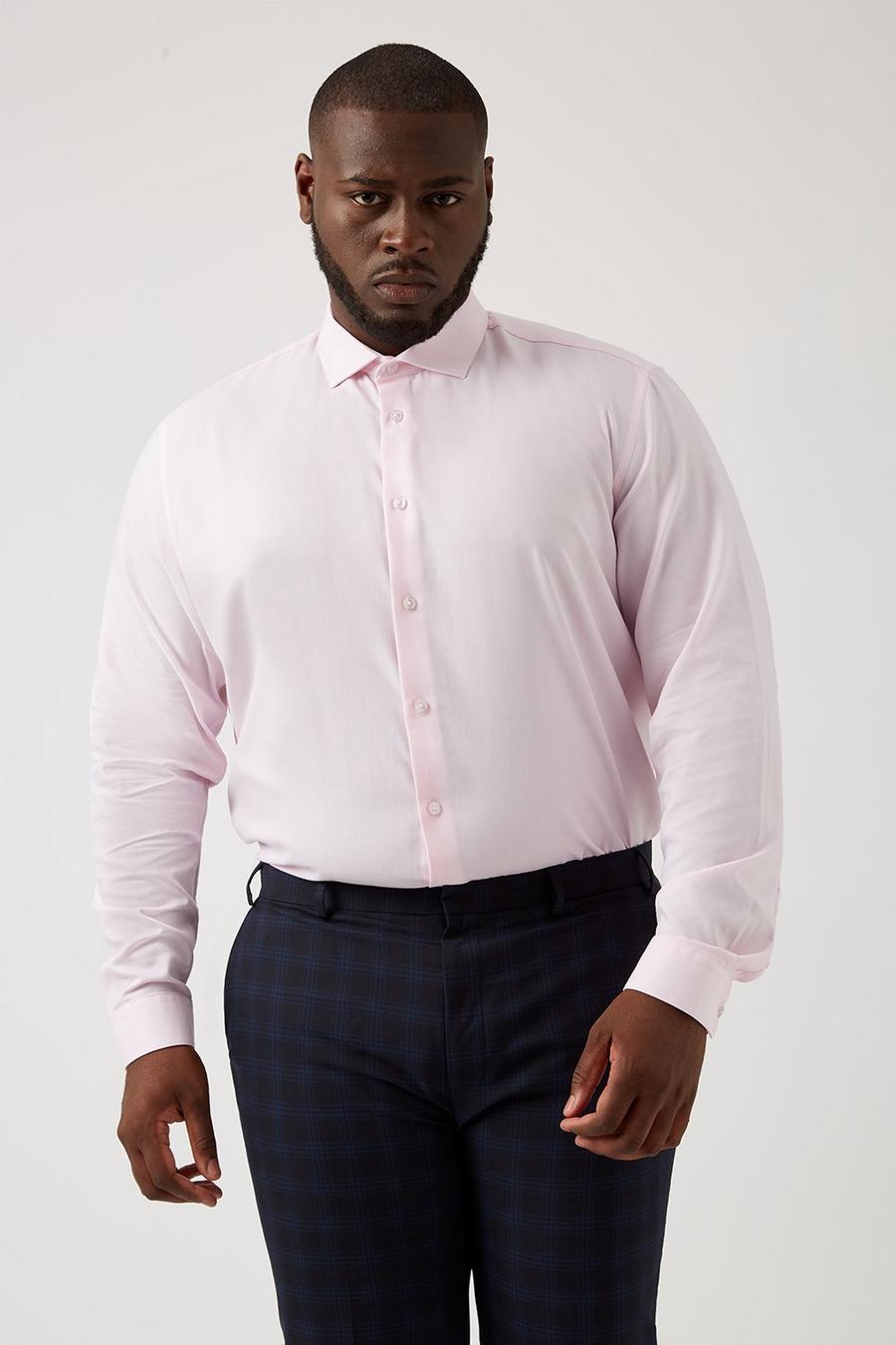 Plus and Tall Tailored Fit Pink Puppytooth Shirt