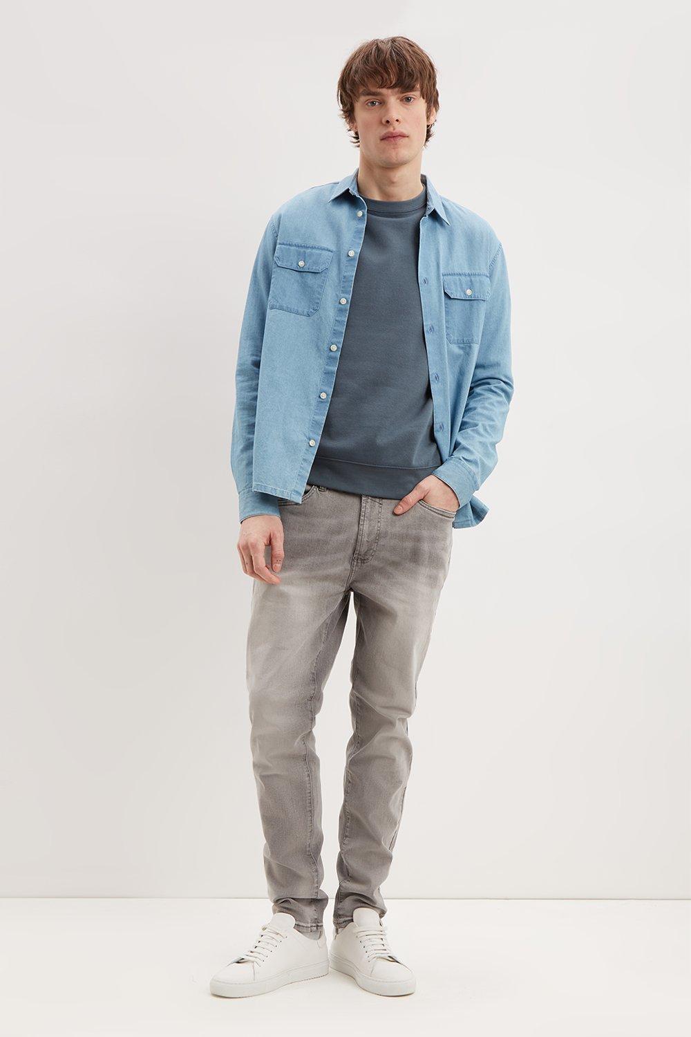 tapered grey jeans