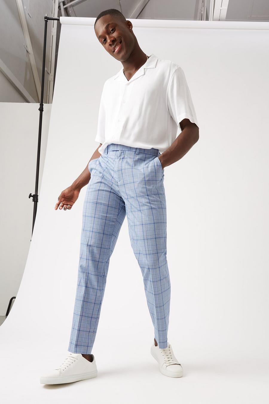 1904 Blue Grid Check Trousers
