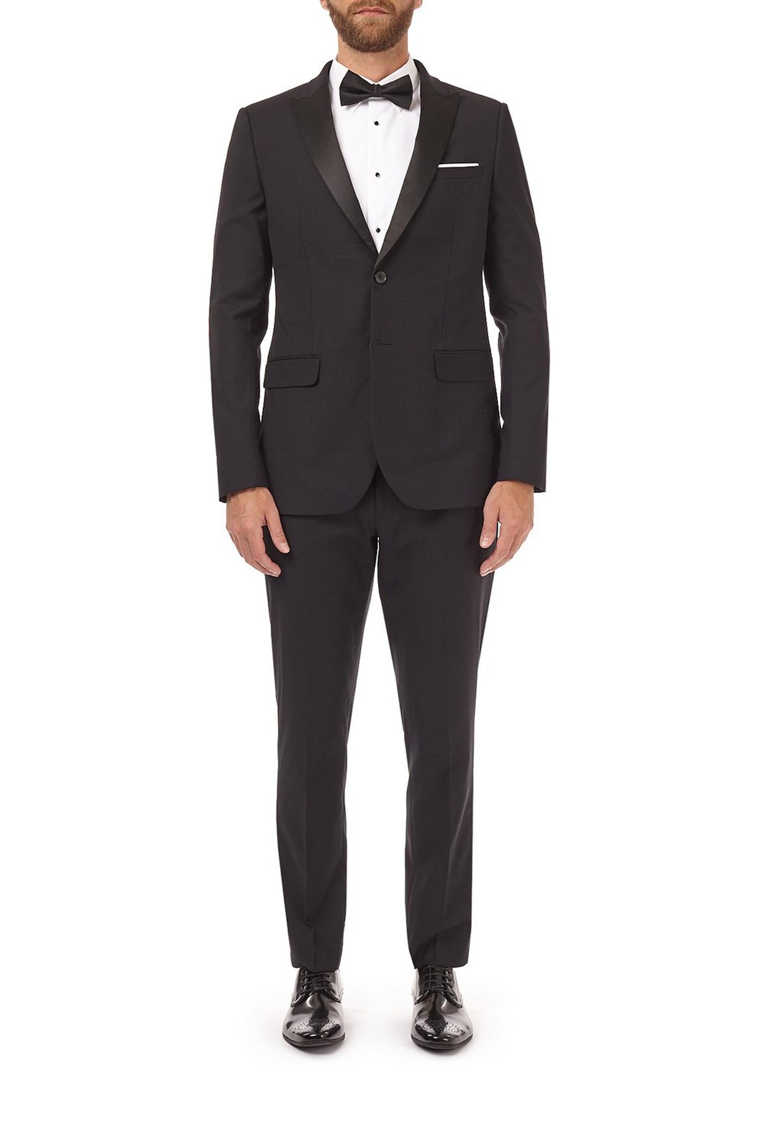 Black stretch tuxedo skinny fit suit jacket | Burton UK