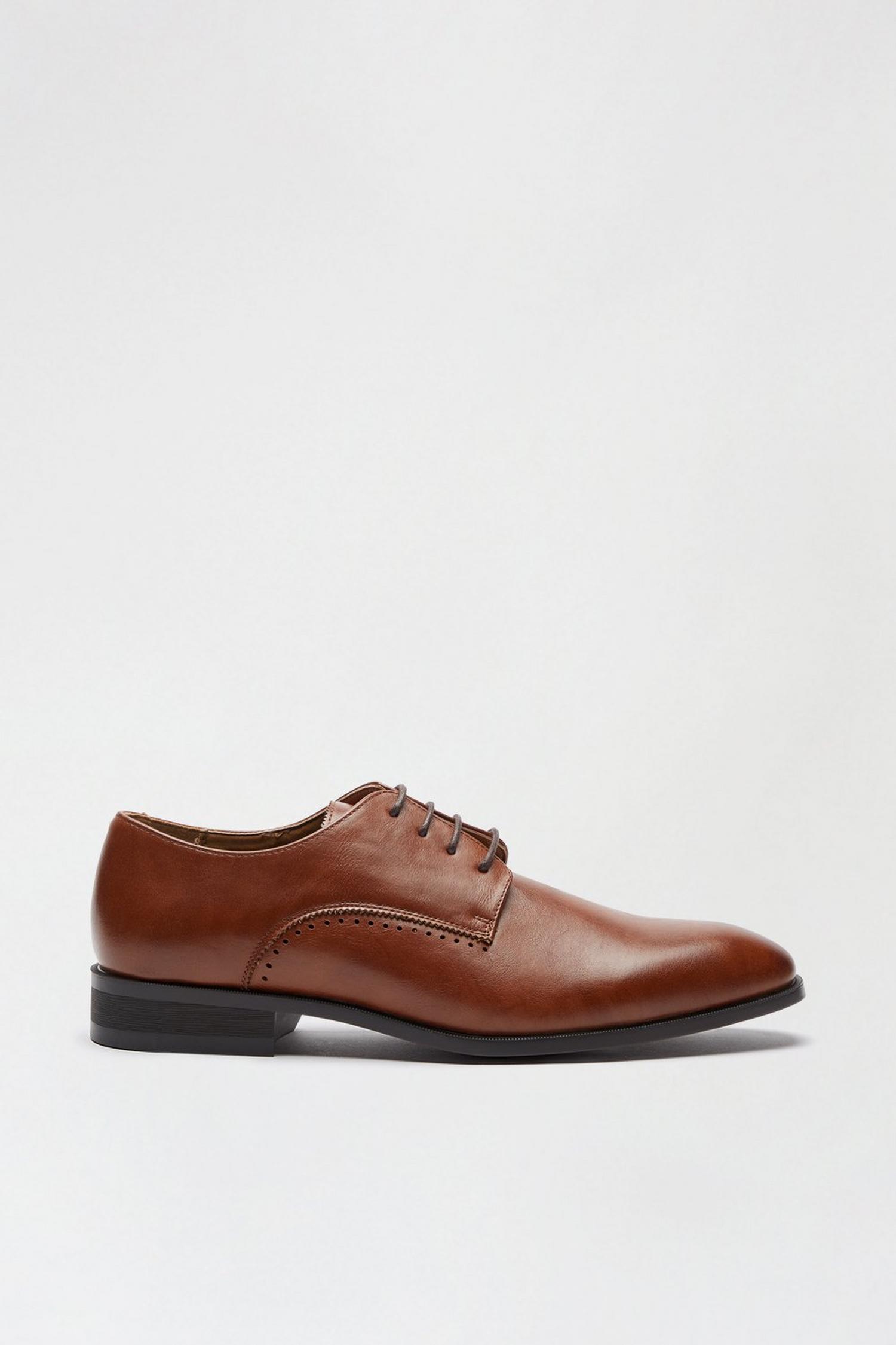 Tan Leather Look Derby Shoes | Burton UK