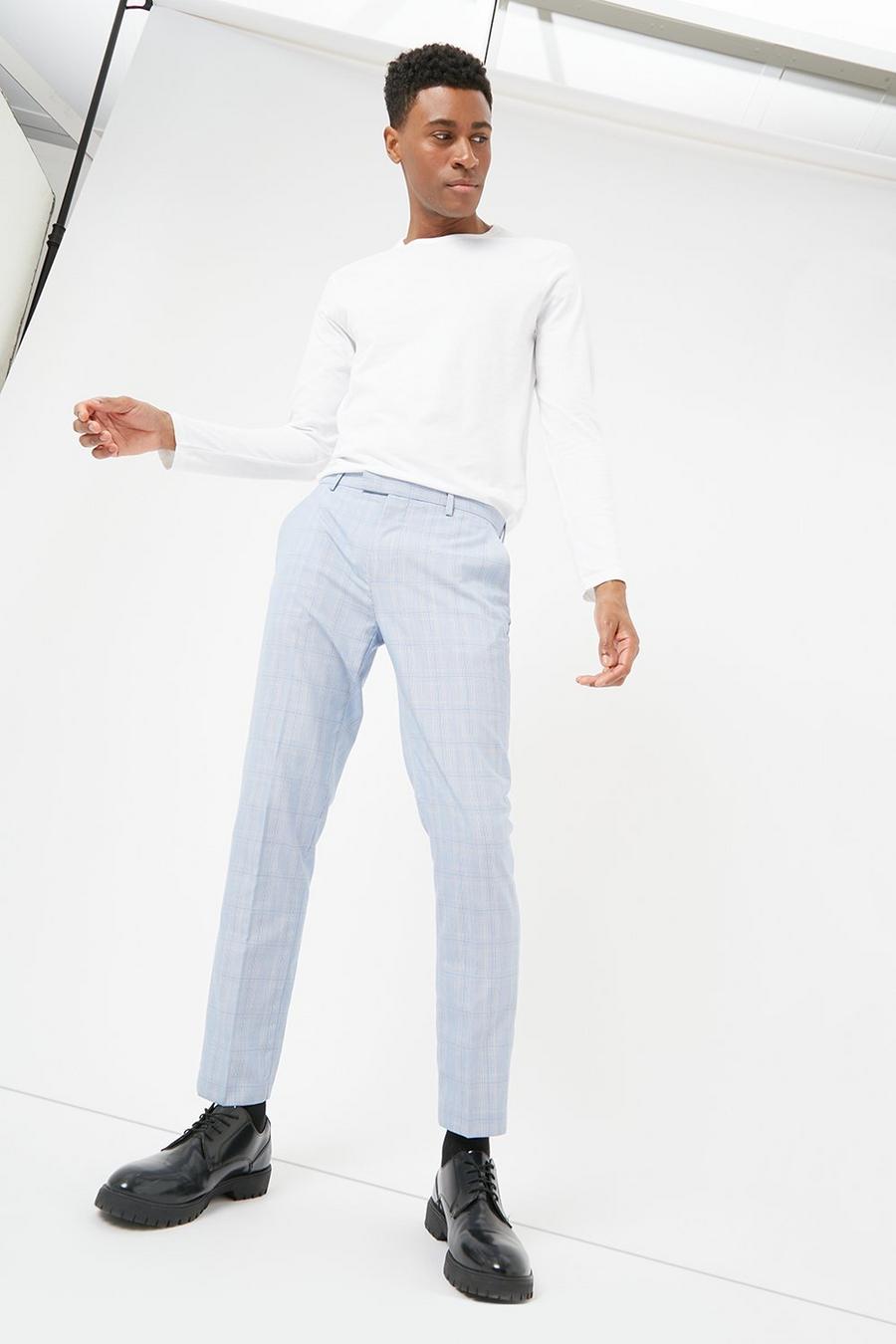 Skinny Blue Check Trousers