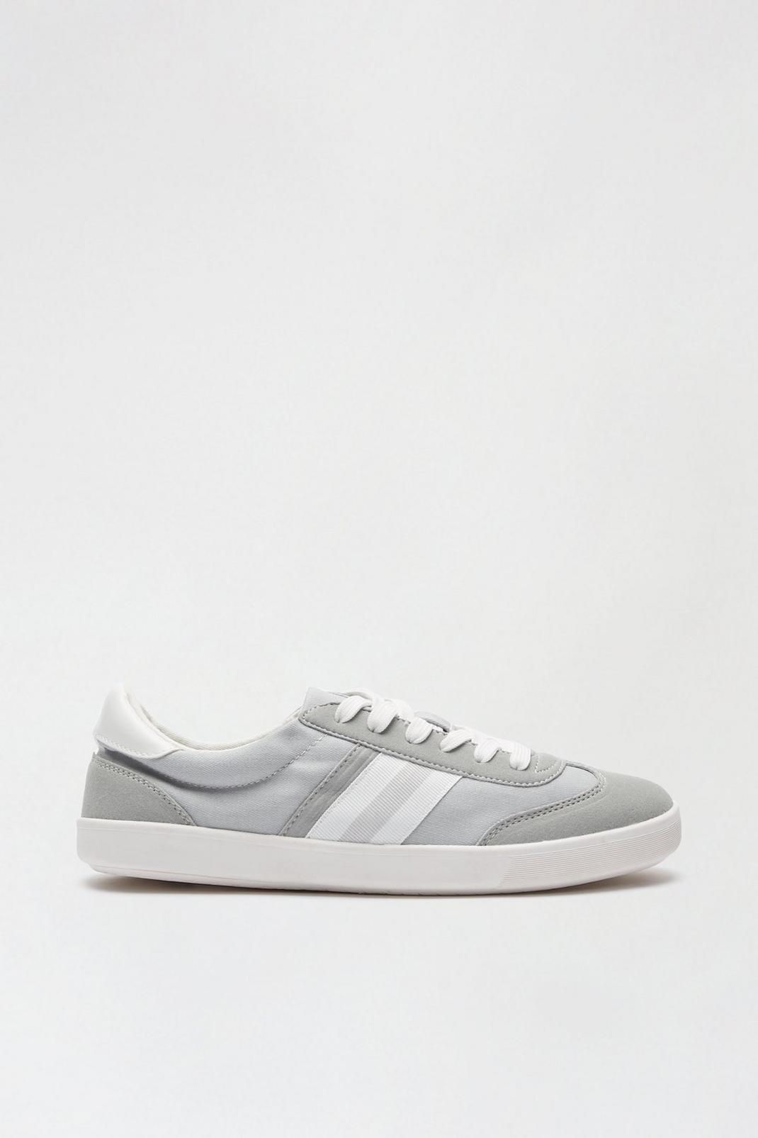 131 Grey Lace-Up Canvas Trainers image number 1