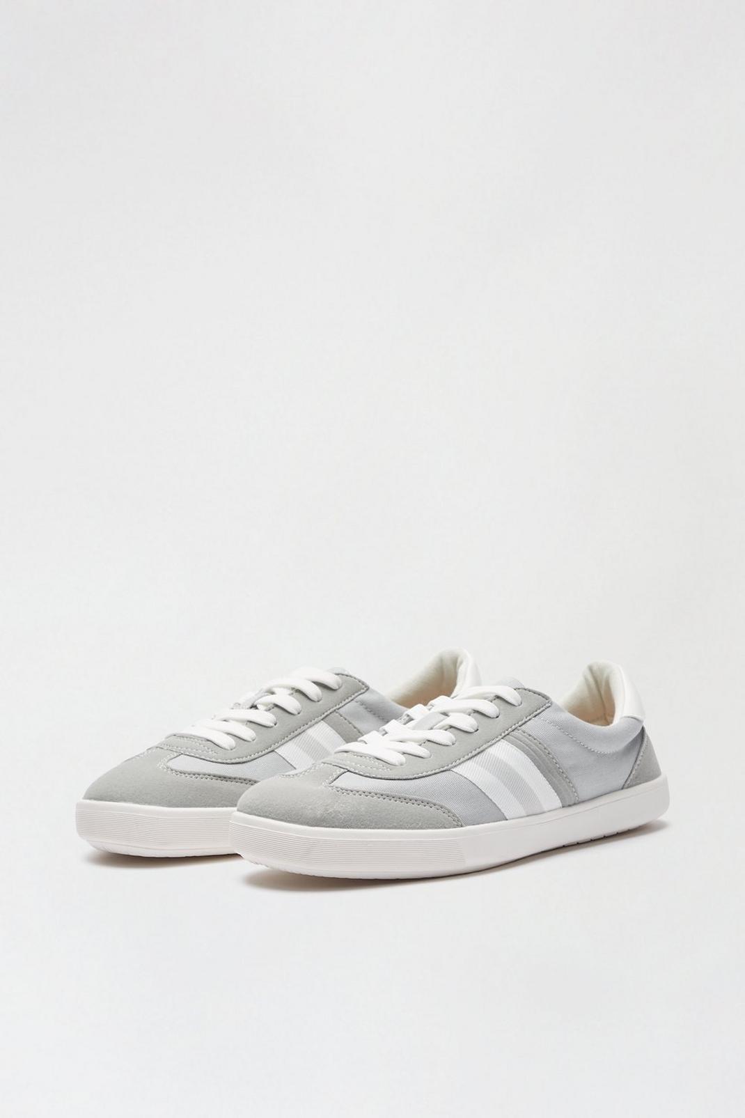131 Grey Lace-Up Canvas Trainers image number 2