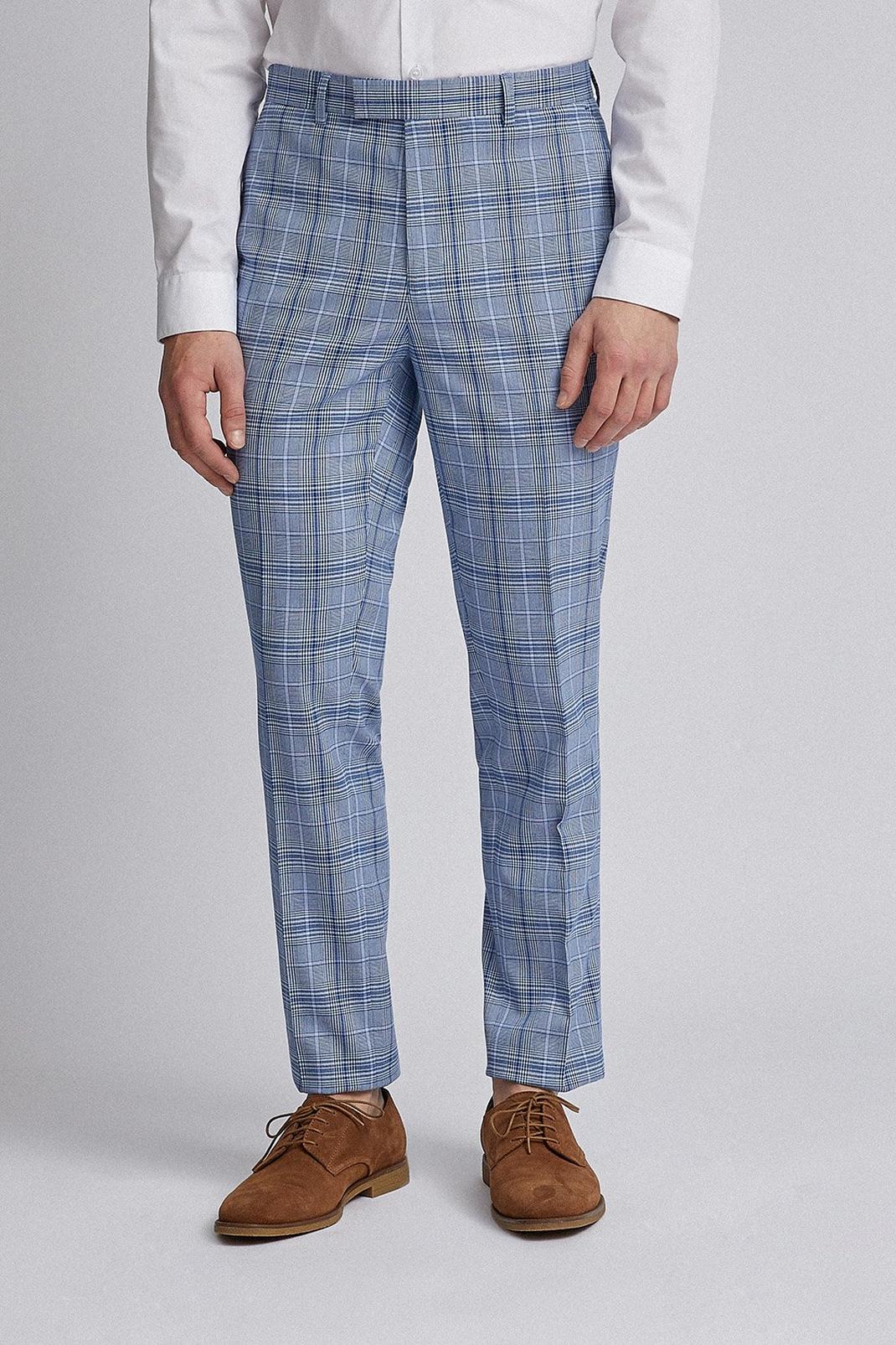 340 1904 Banks Blue Grid Check Suit Trousers* image number 1