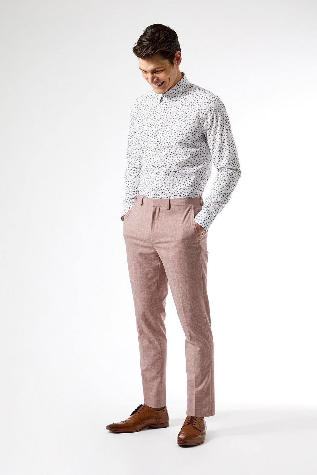 155 Plus and Tall Pink Skinny Fit Suit Trousers image number 2