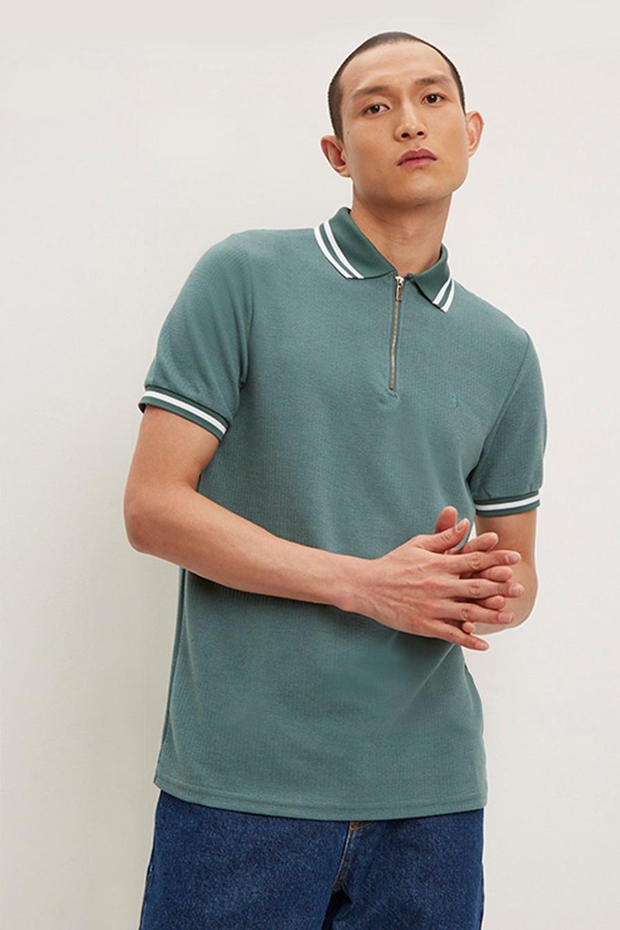 Seed Texture Zip Polo