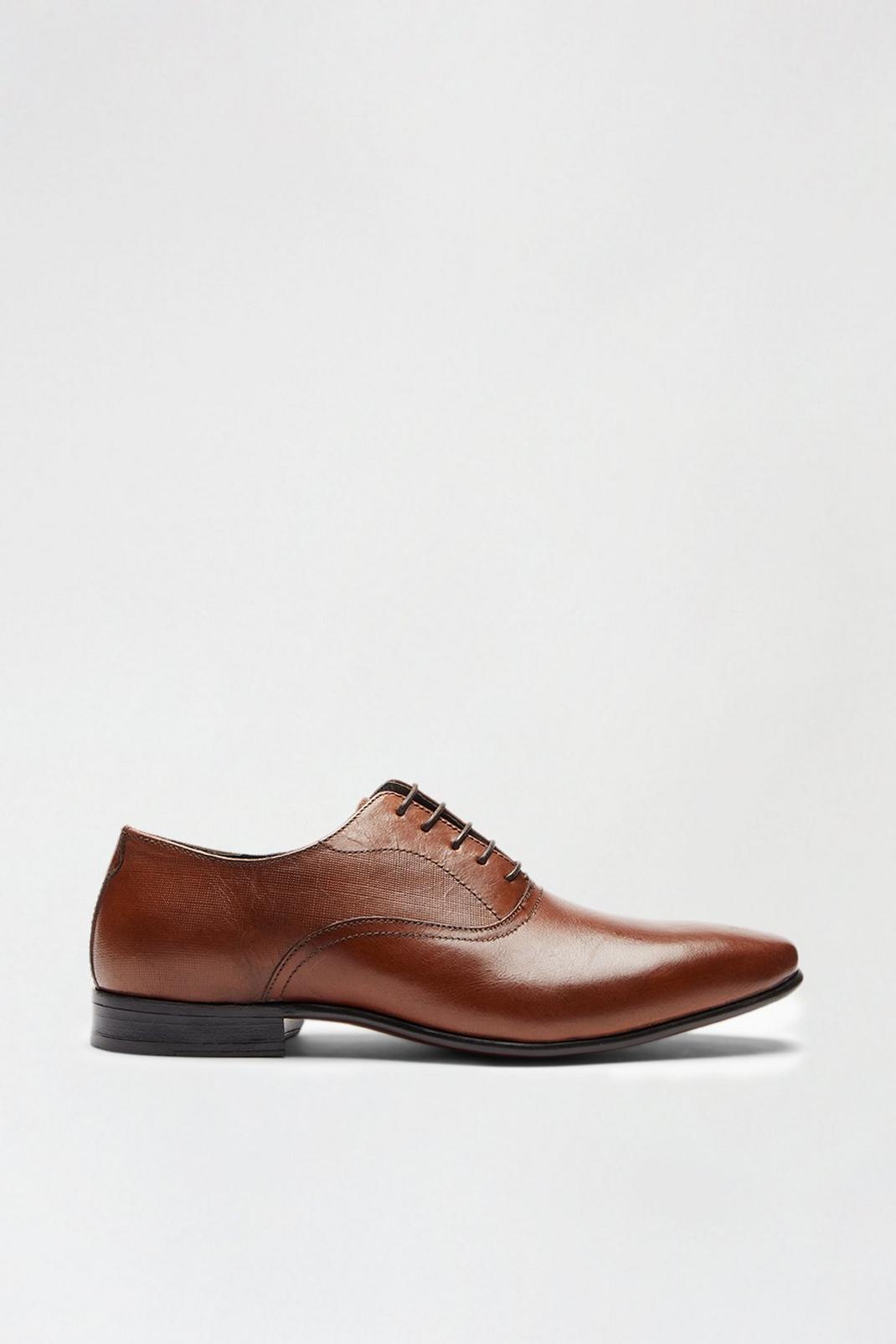 Brown Tan Leather Oxford Shoes image number 1