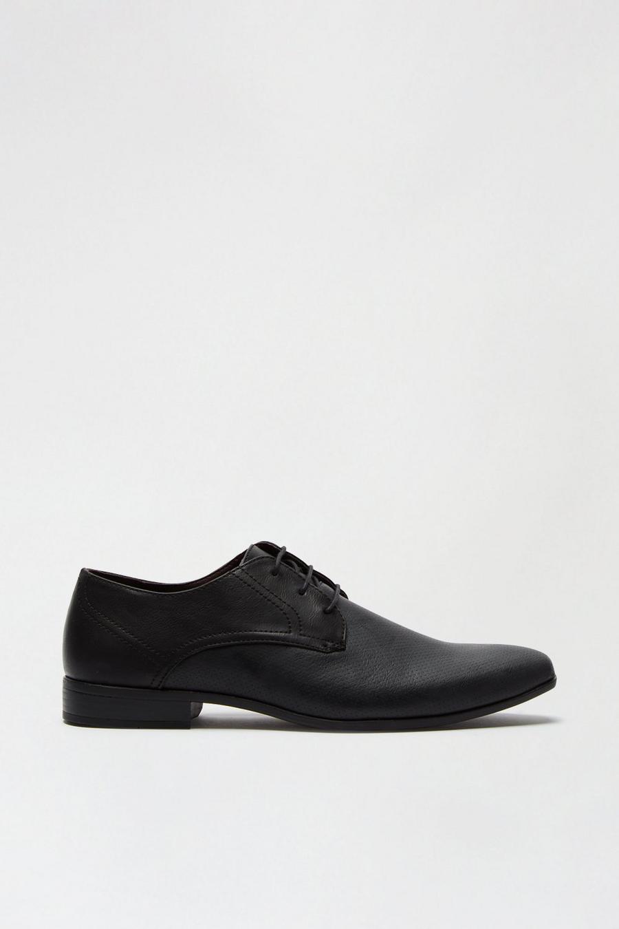 Black Leather Look Formal Derby Shoes