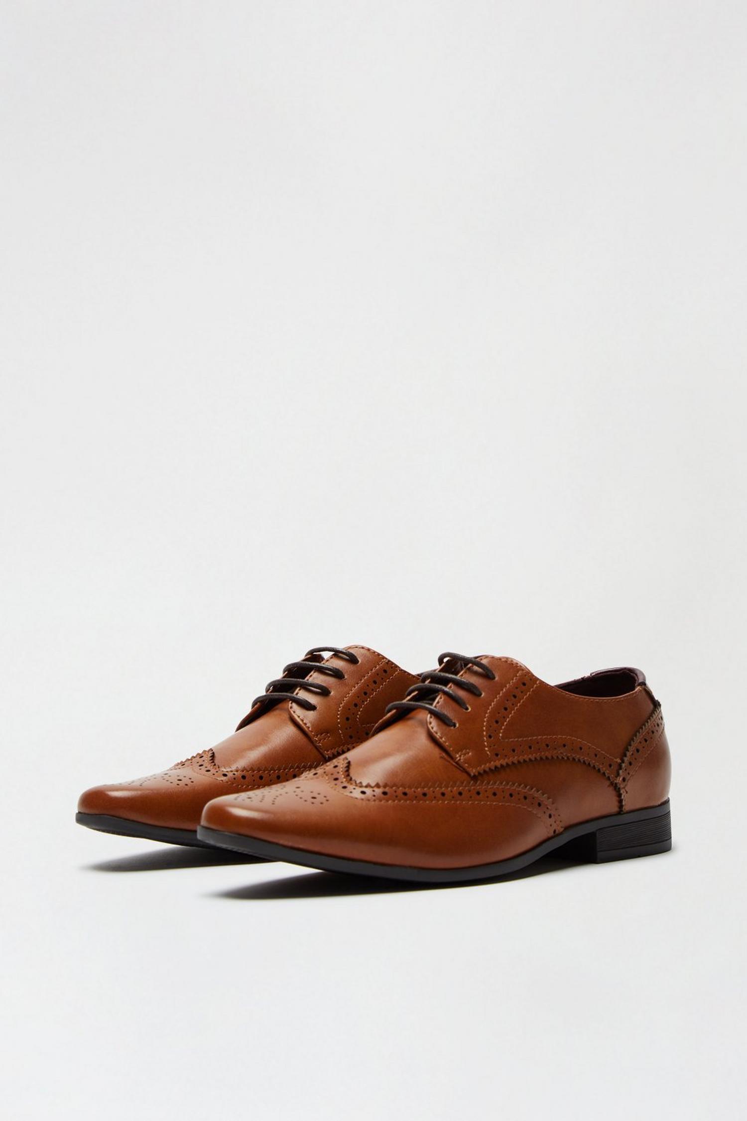 Brown Leather Look Brogue Shoes | Burton UK