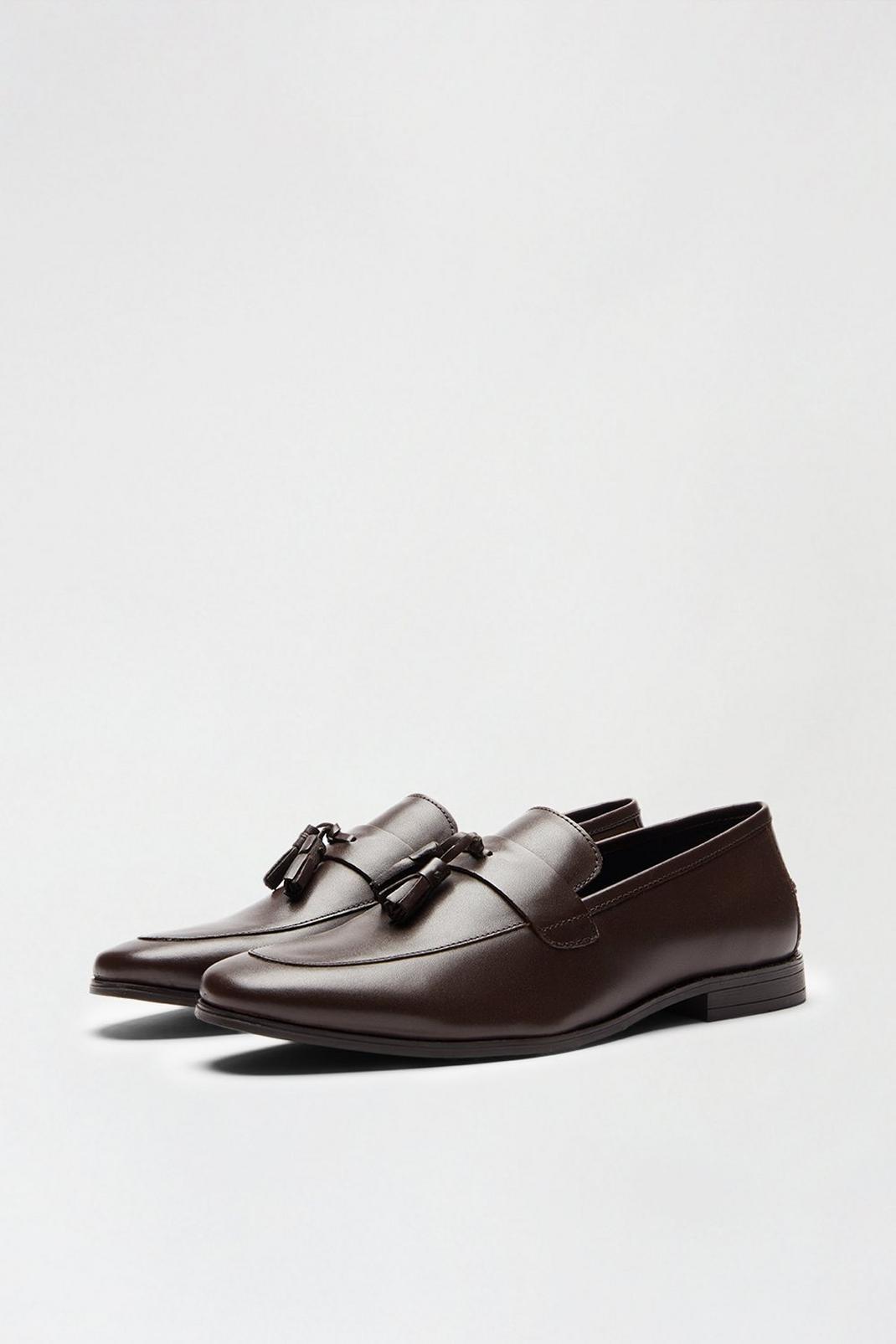 109 Brown Leather Tassel Loafers image number 2