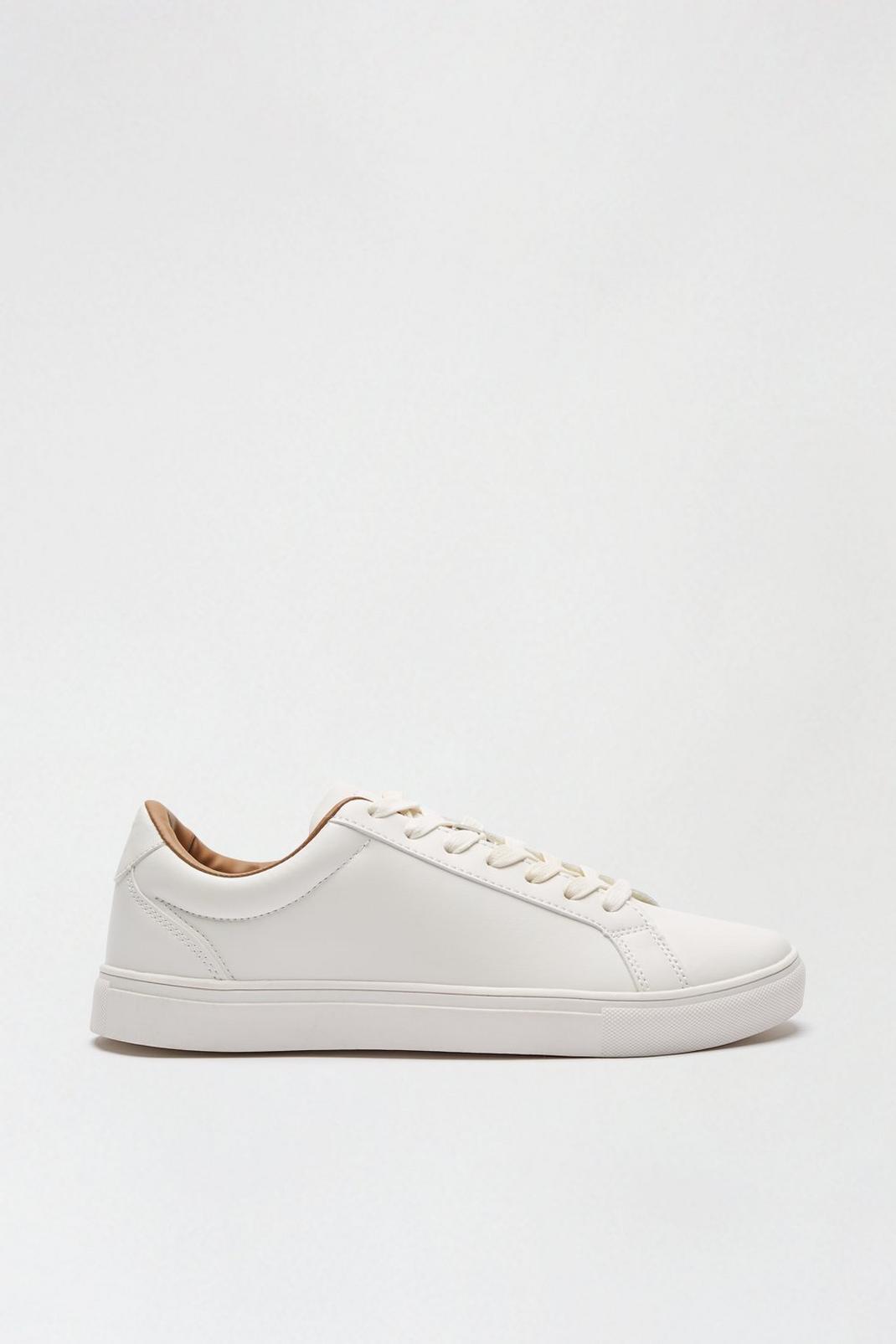 173 White Leather Look Trainers image number 1