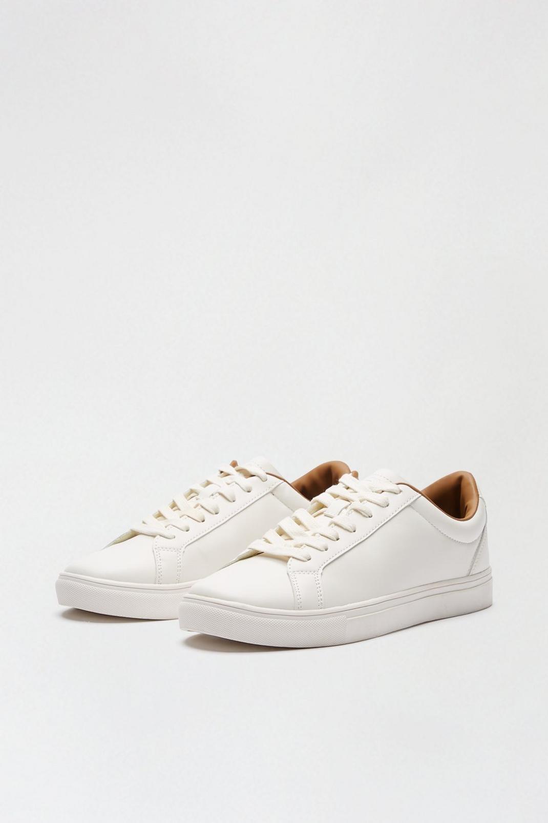 173 White Leather Look Trainers image number 2