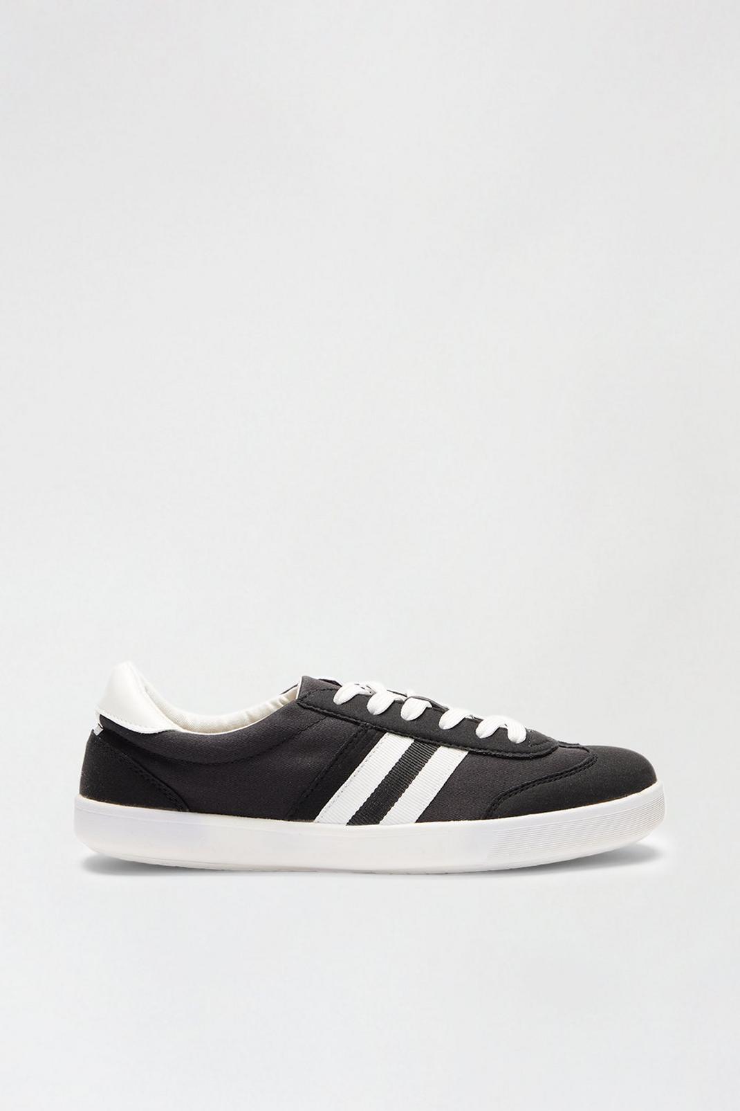 Black Lace-Up Canvas Trainers image number 1