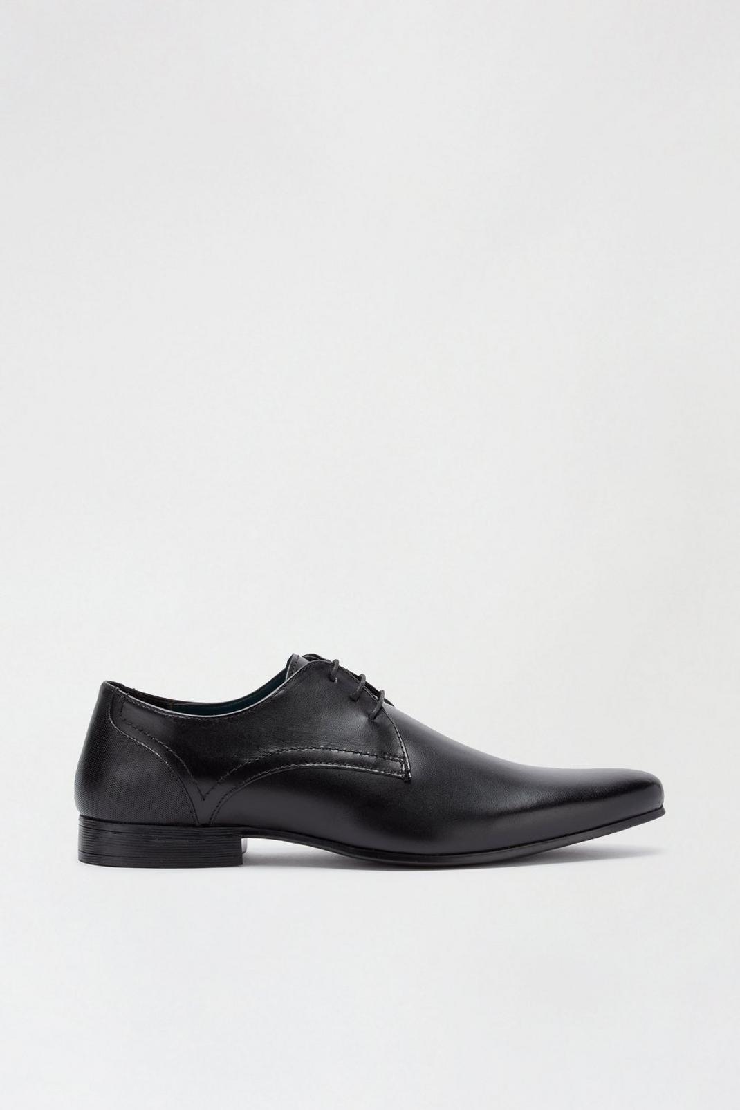 Black Leather Derby Shoes image number 1