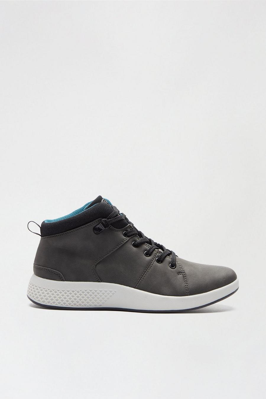 Grey Leather Look Sport Boots