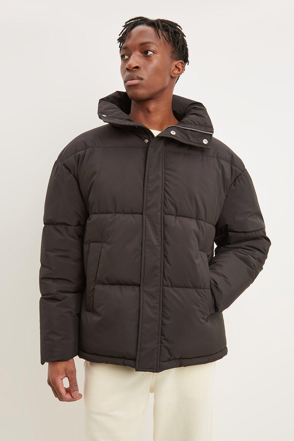 funnel neck puffer jacket men's