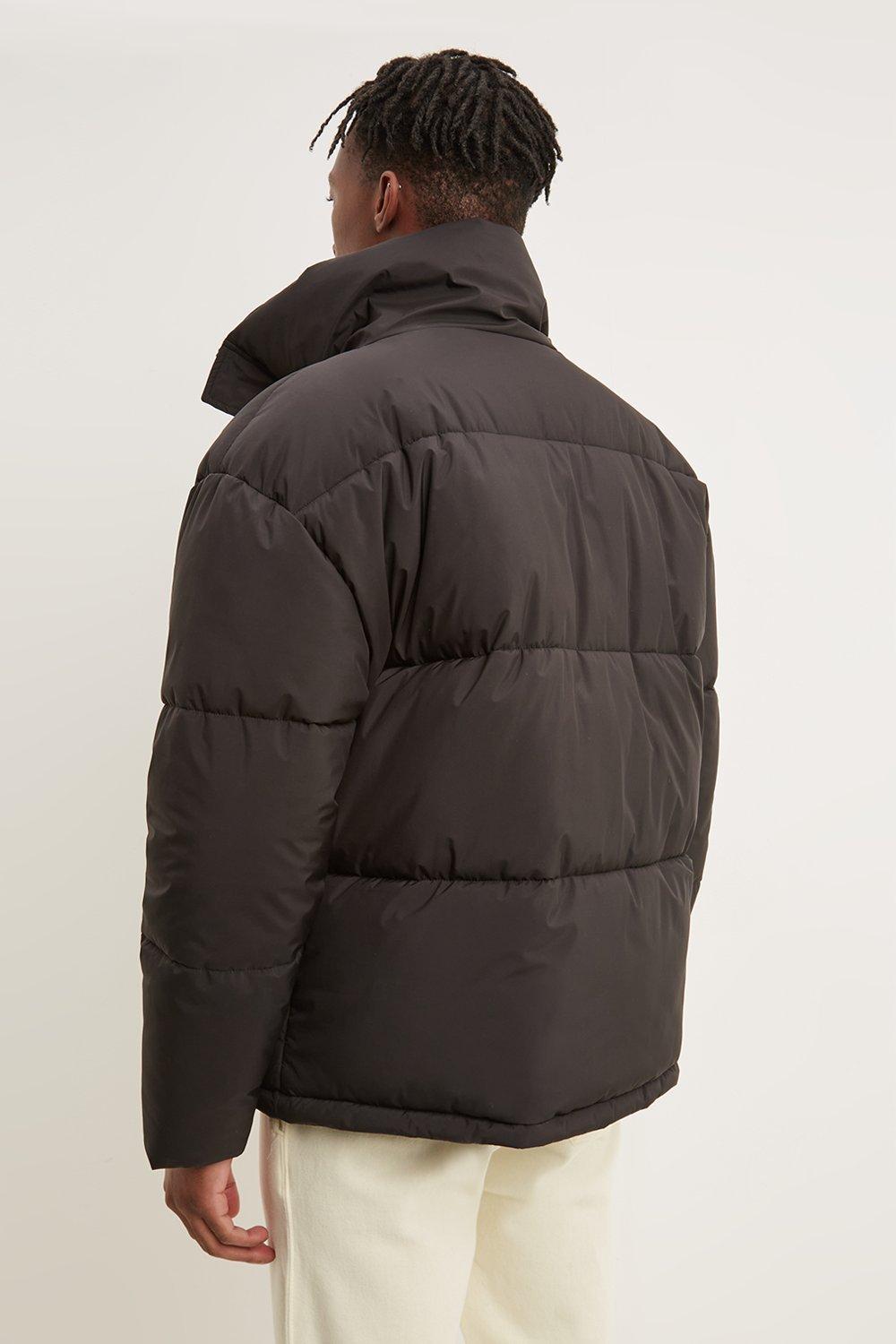 black funnel puffer jacket