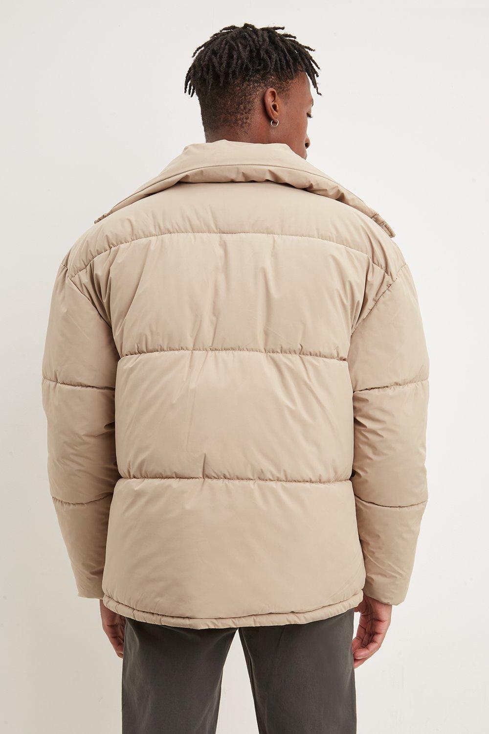 funnel neck puffer jacket men's