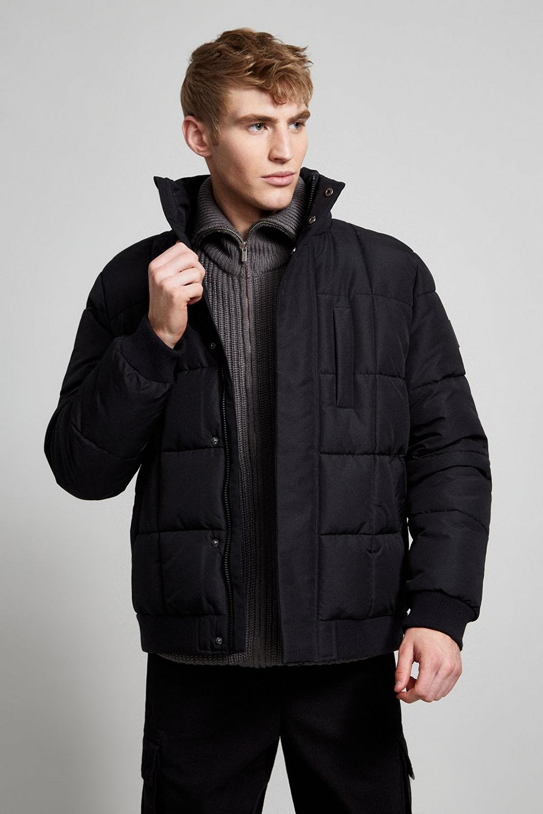 105 Square Quilted Funnel Neck Puffer Jacket image number 1