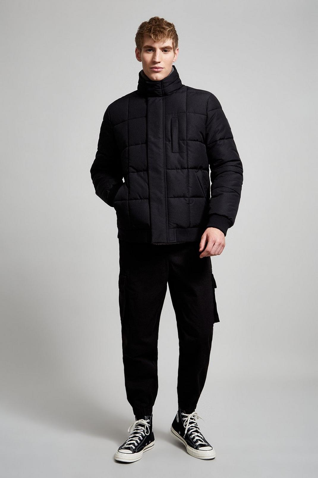 105 Square Quilted Funnel Neck Puffer Jacket image number 2