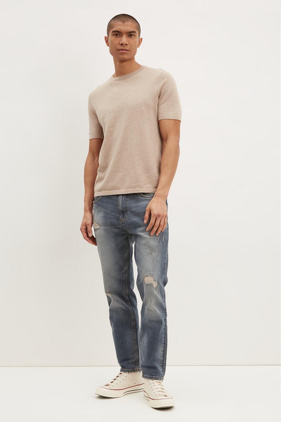 Tapered Grey Blue Jeans