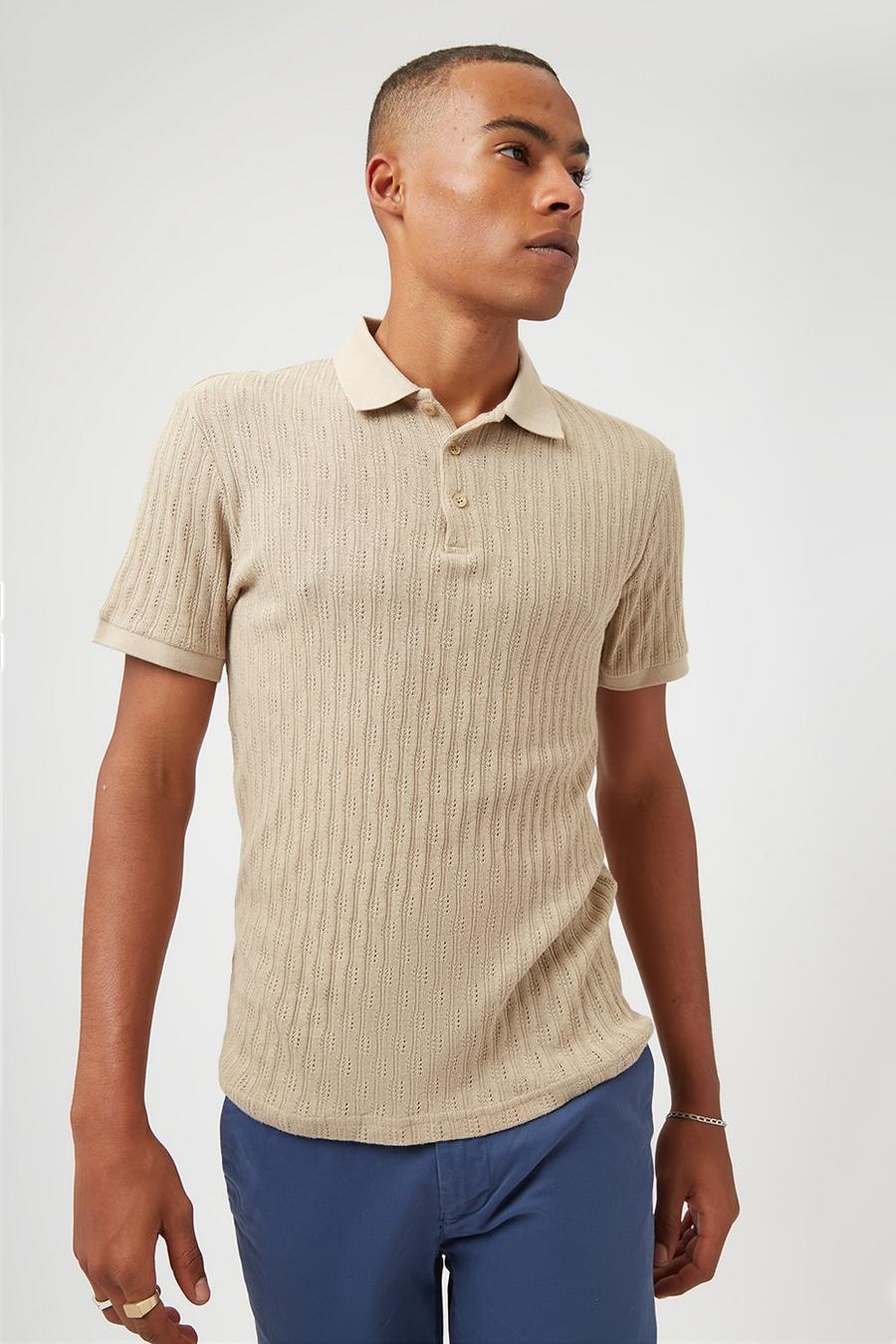 Light Brown Ribbed Texture Polo