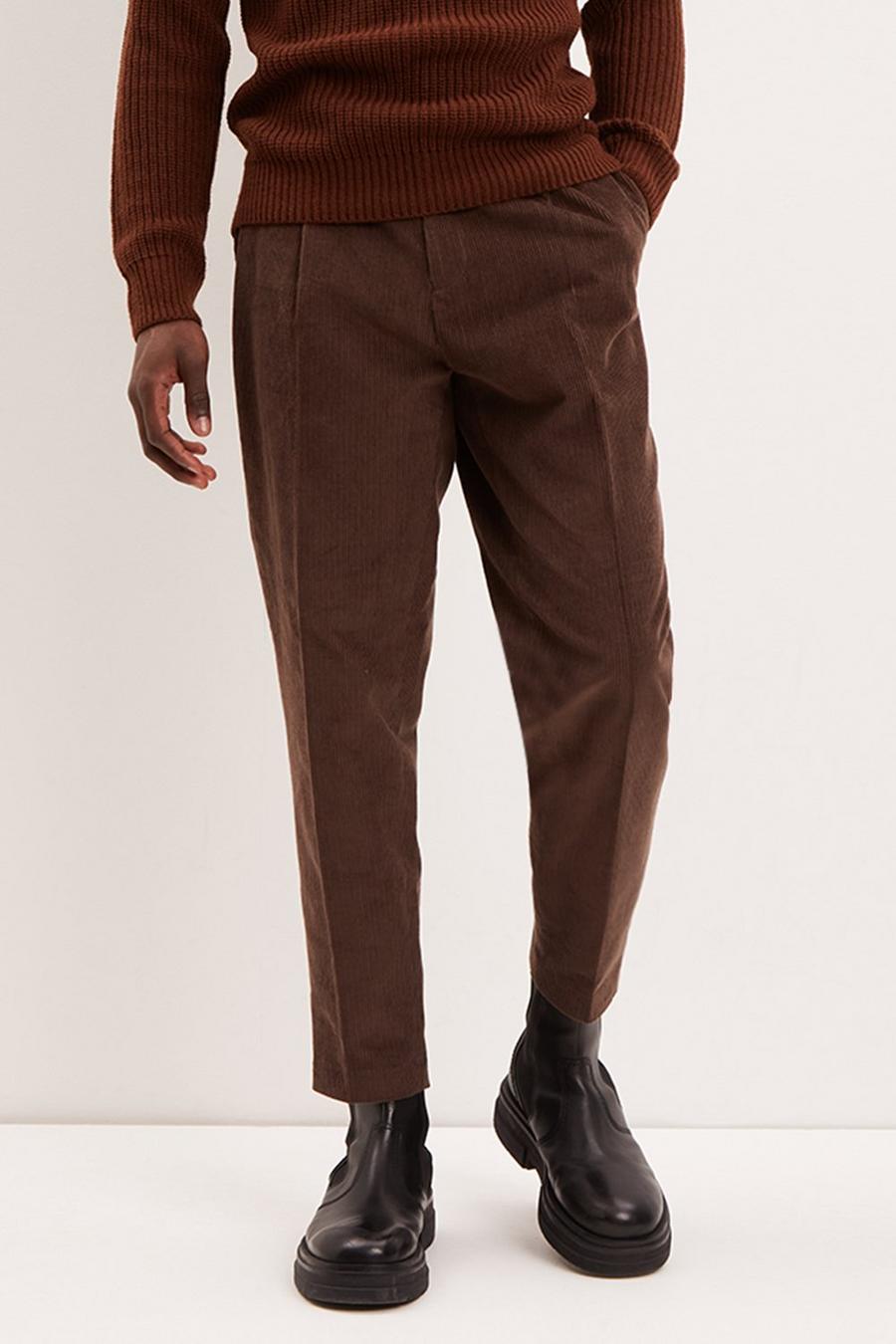 Tapered Fit Corduroy Smart Trousers