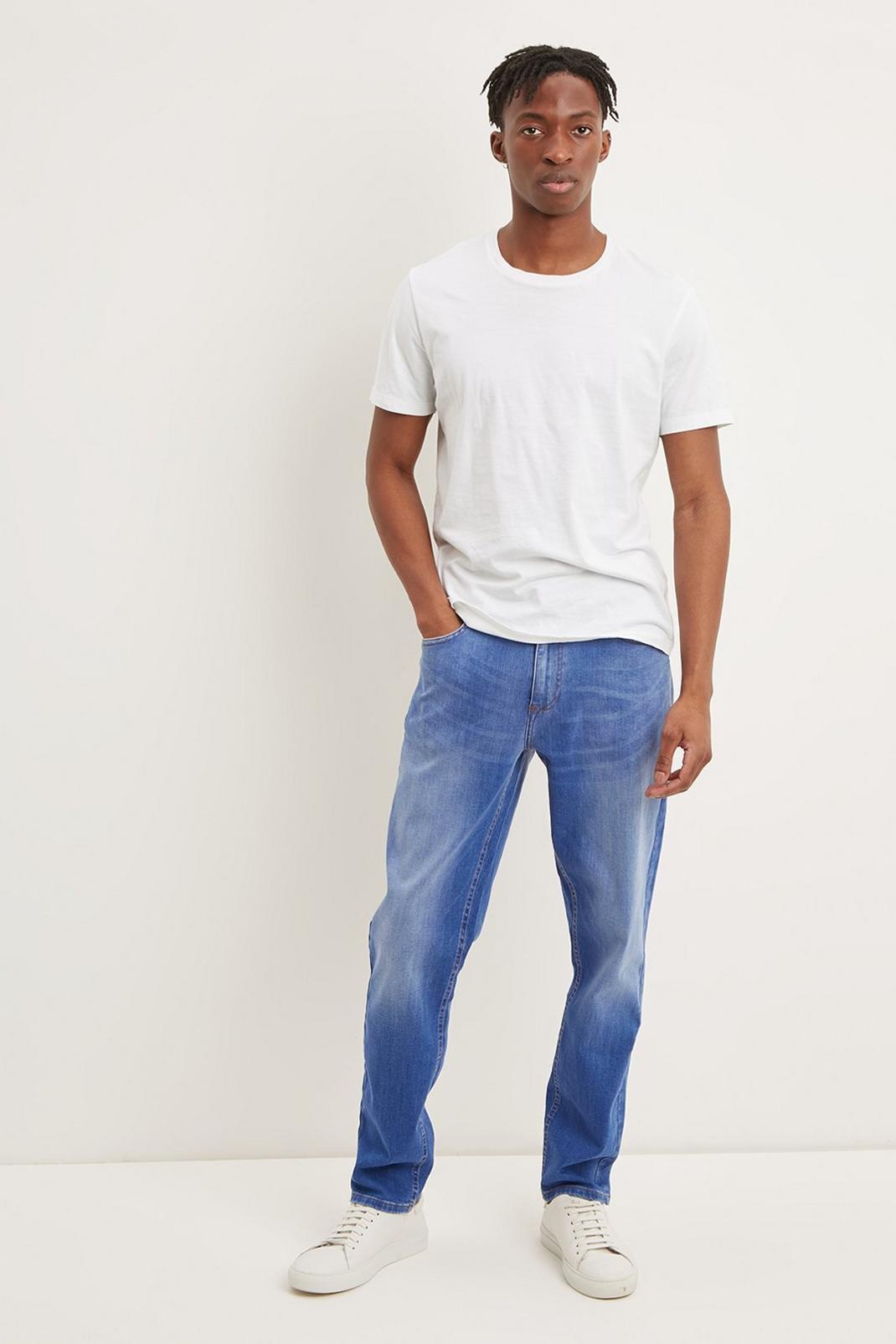 Bright blue Tapered Hyperblue Organic Jeans image number 1