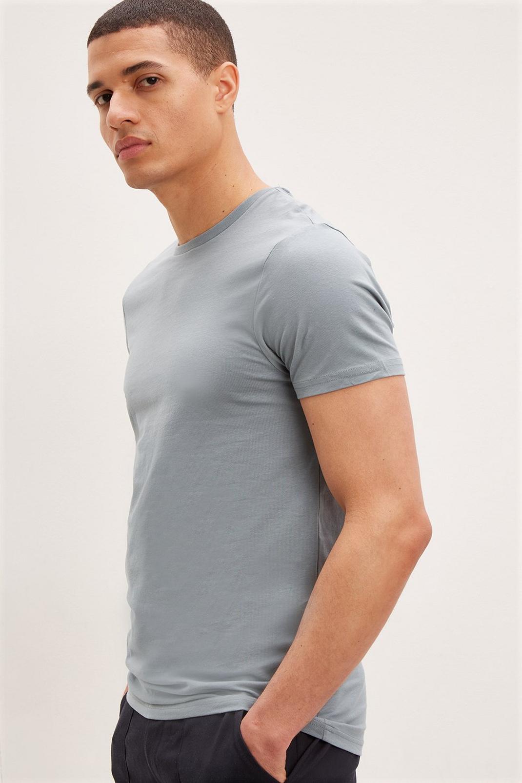 Blue Muscle Fit Short Sleeve T-Shirt image number 1