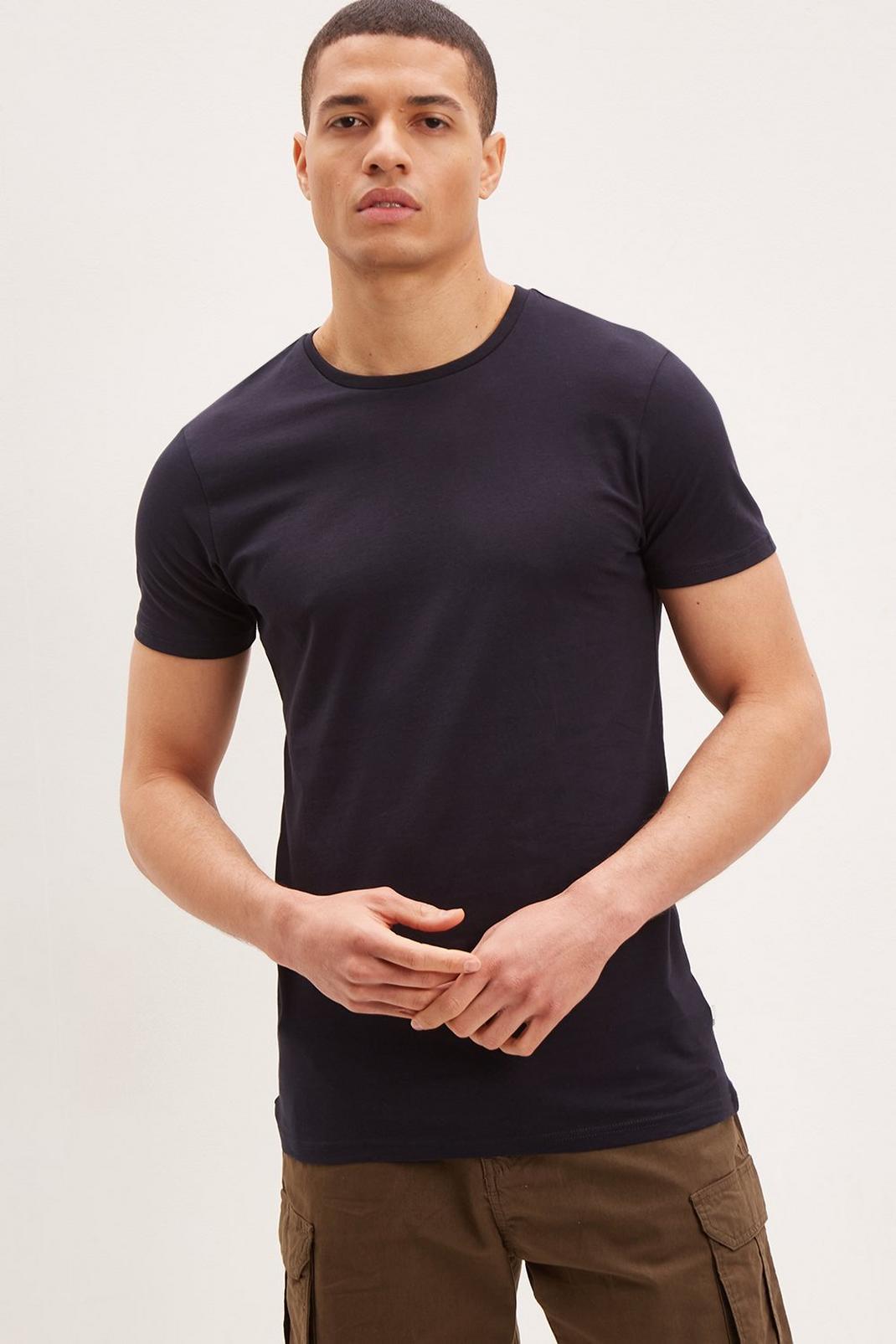 Navy Muscle Fit Short Sleeve T-Shirt image number 1