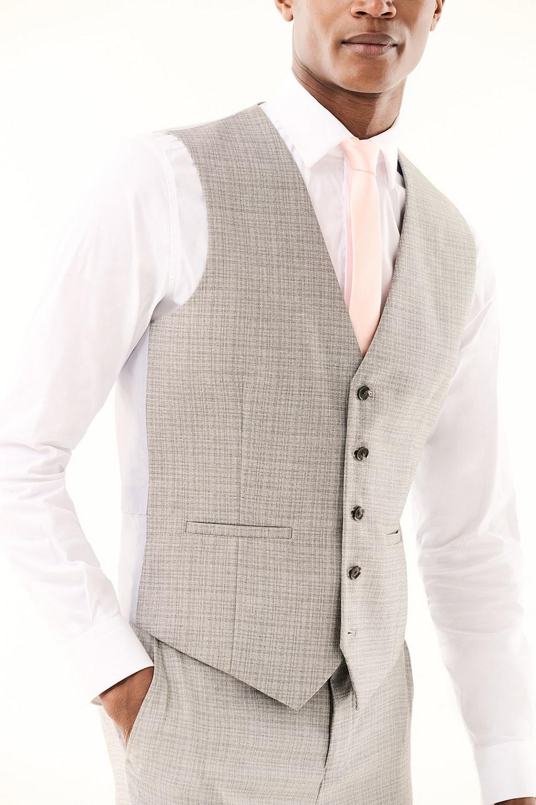 131 Grey Slub Textured Waistcoat image number 2