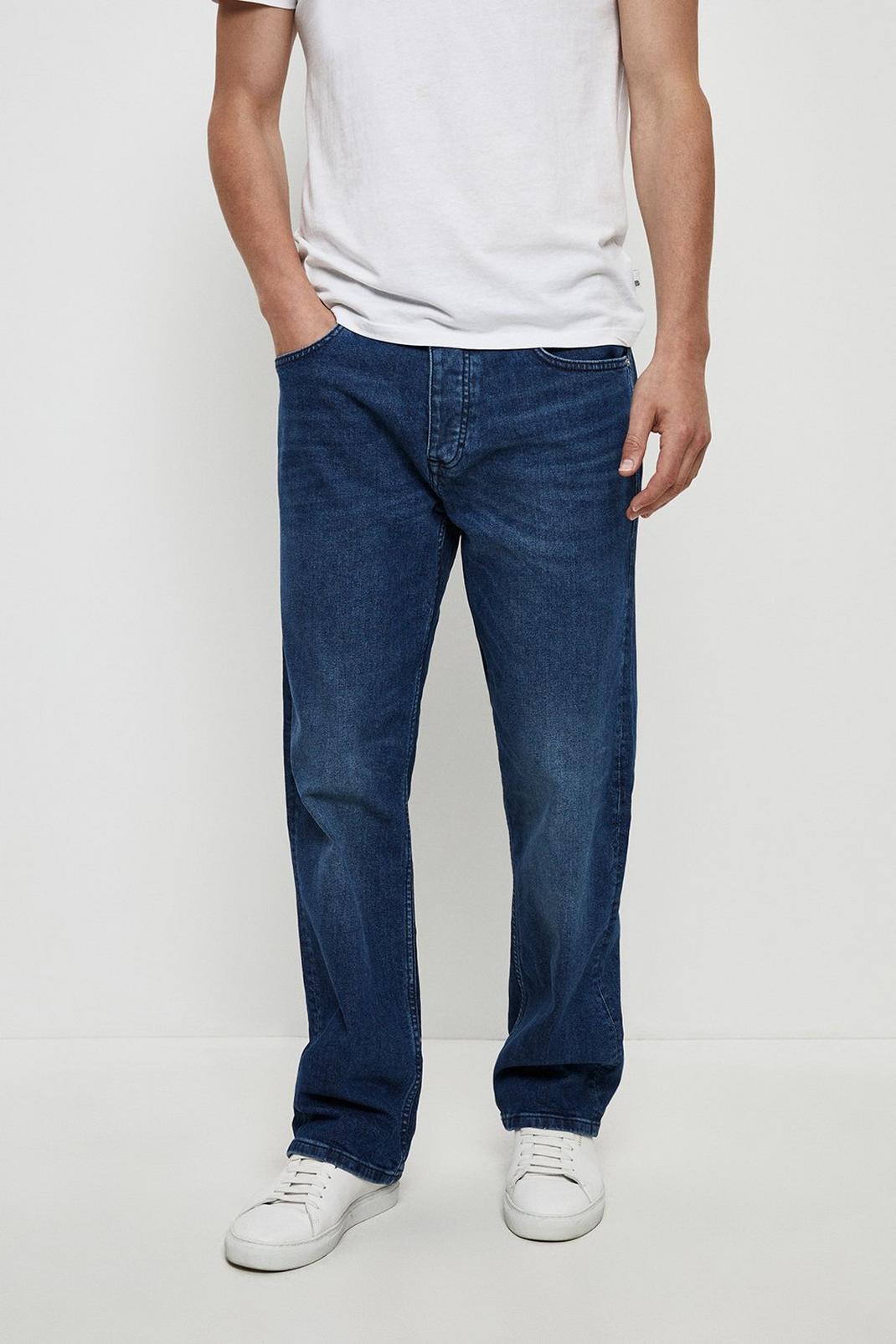 Mid blue Relaxed Indigo Rinse Jeans image number 1
