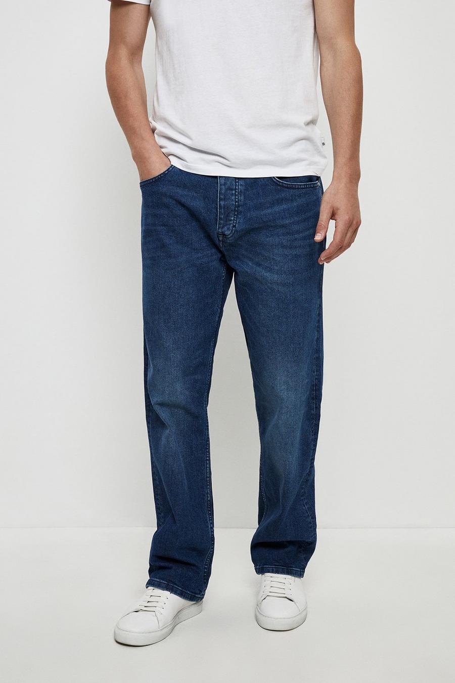 Relaxed Fit Mid Blue Jeans