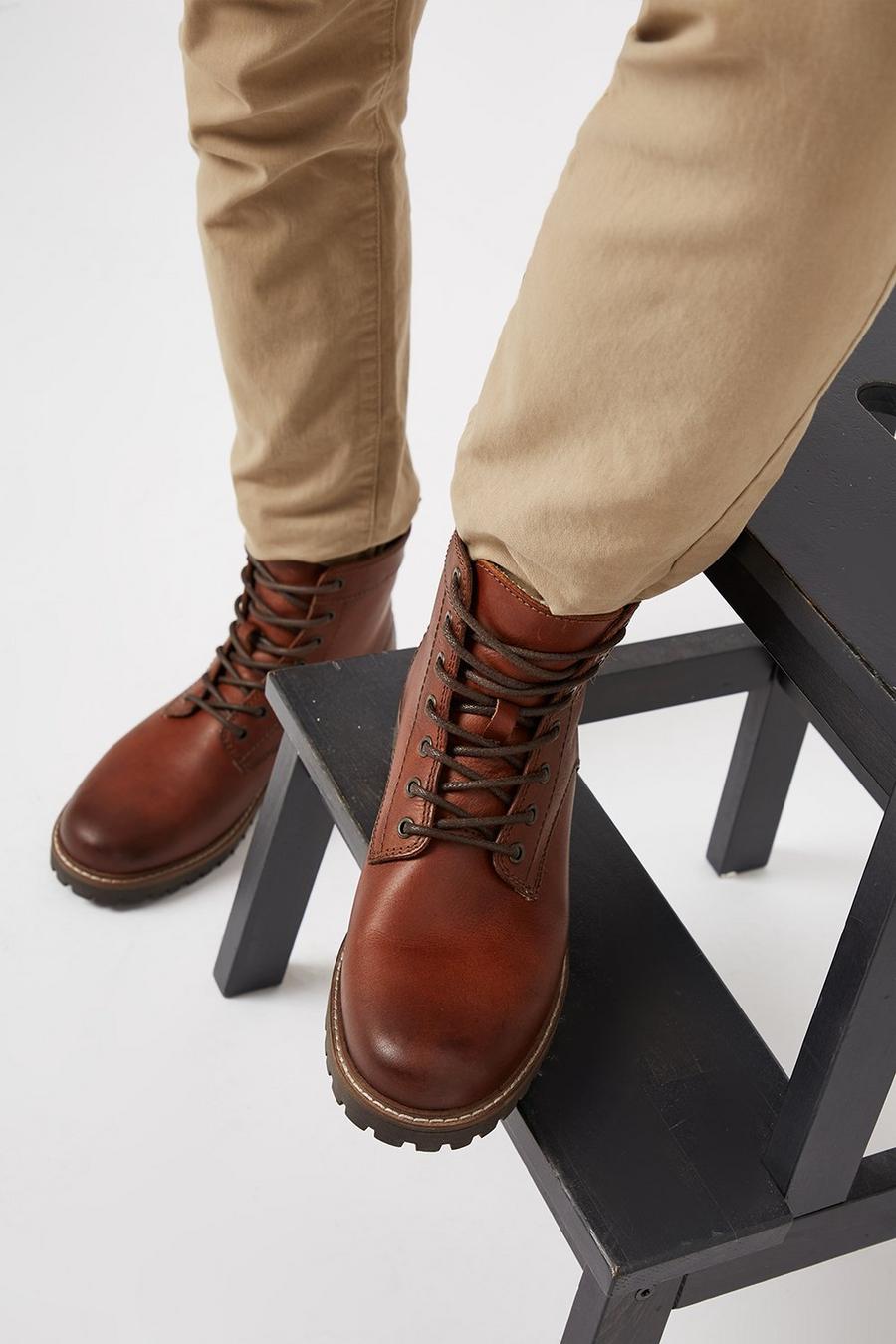 Brown Borg Lined Leather Boots