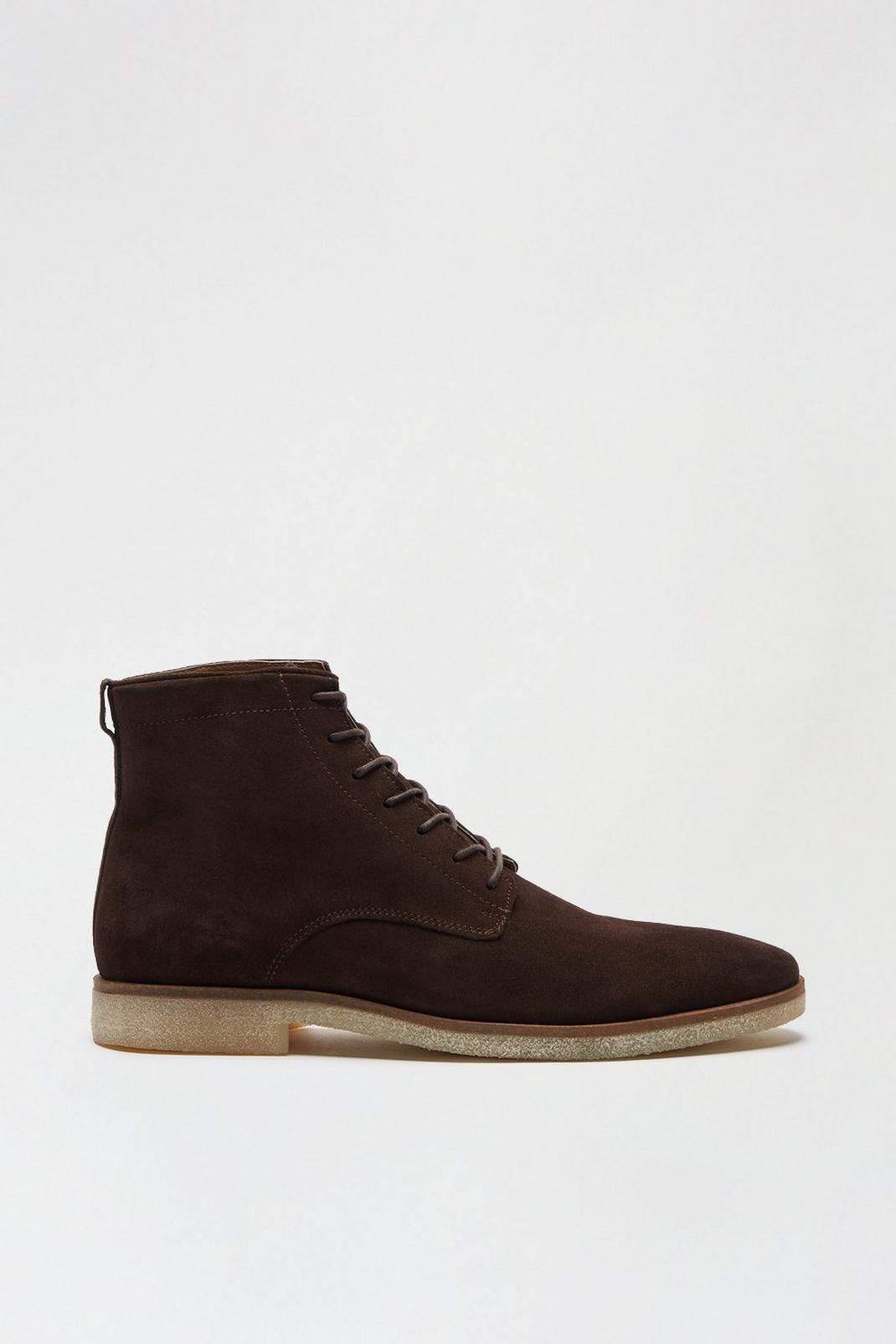 Brown Suede Derby Boots image number 1