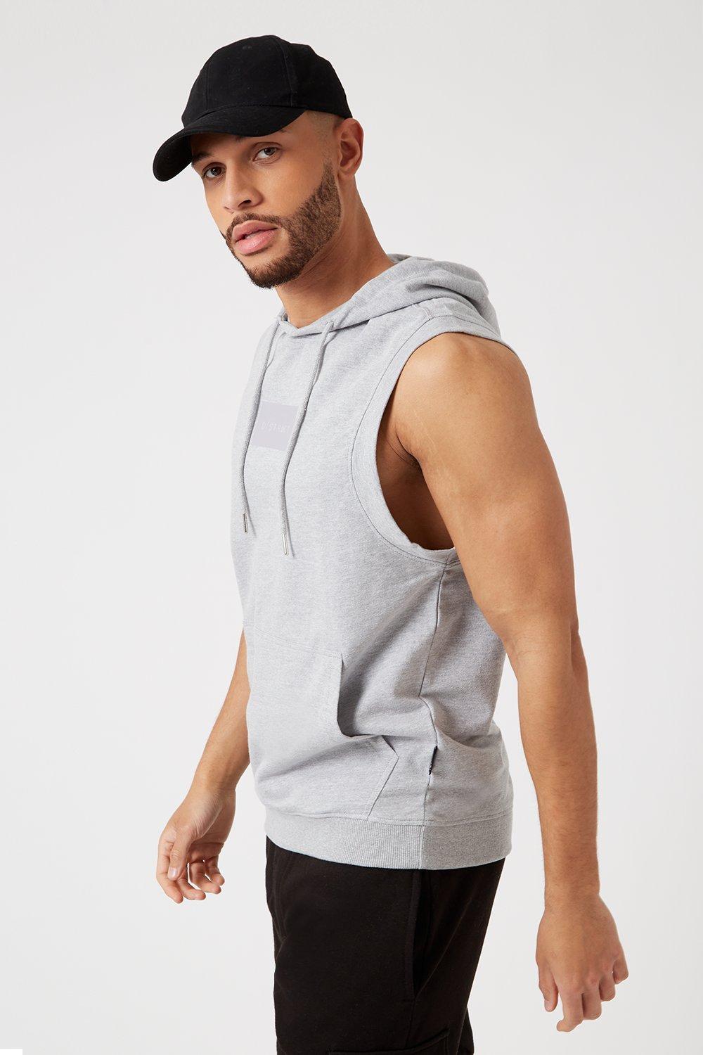 mens grey sleeveless hoodie