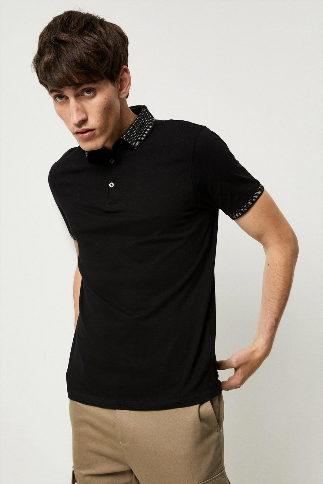 105 Slim Fit Jacquard Collar Polo image number 1