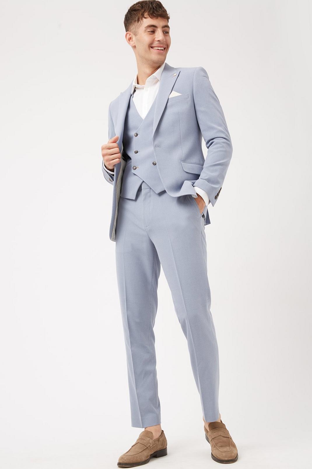 106 Blue Basketweave Slim Fit Suit Blazer image number 2