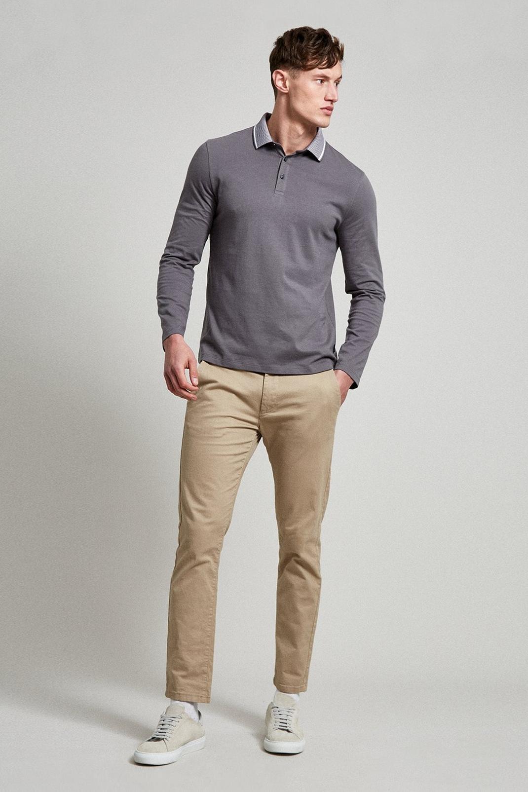 745 Slim Fit Long Sleeve Jacquard Polo image number 2