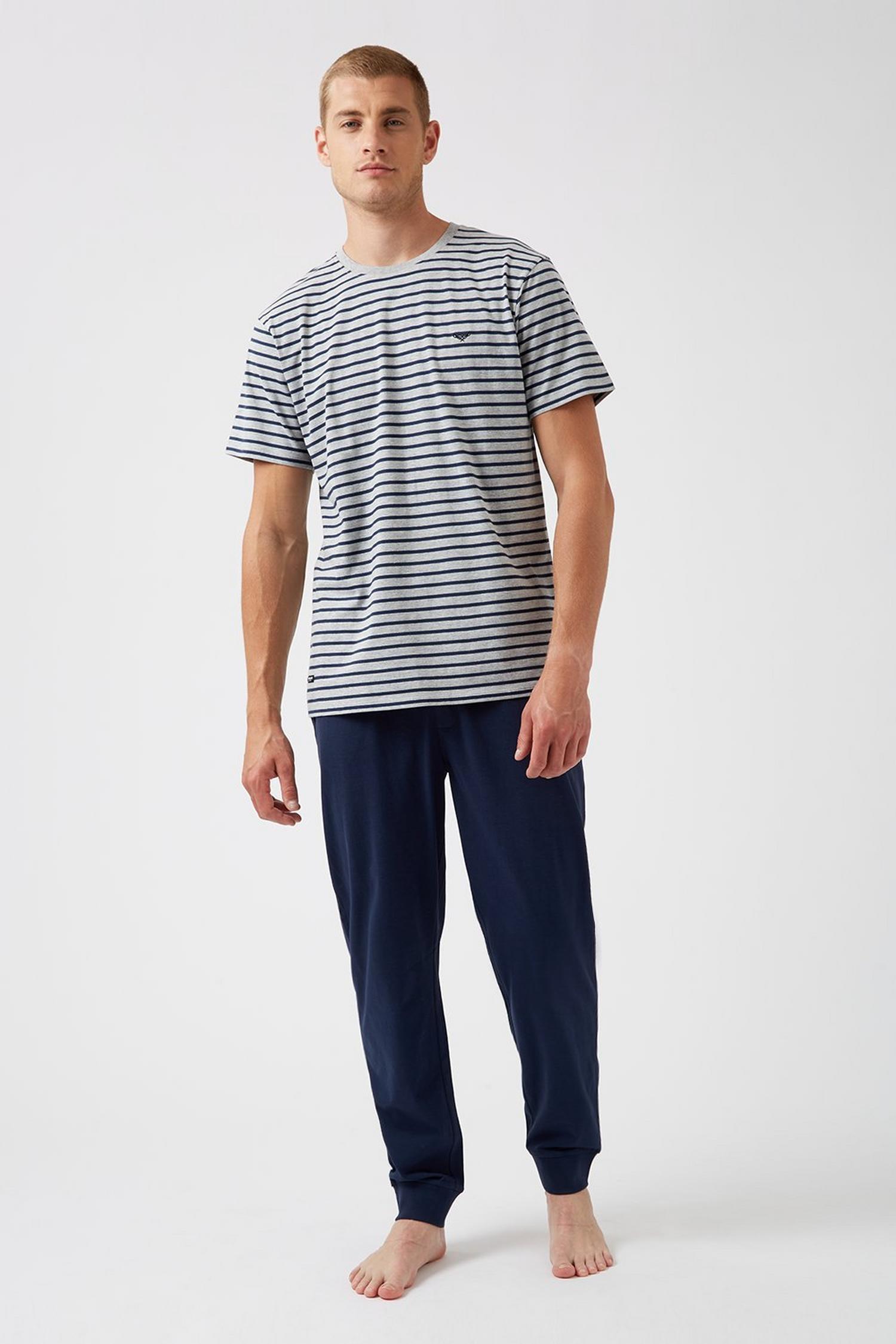 White Stripe & Navy Bottoms Set | Burton UK