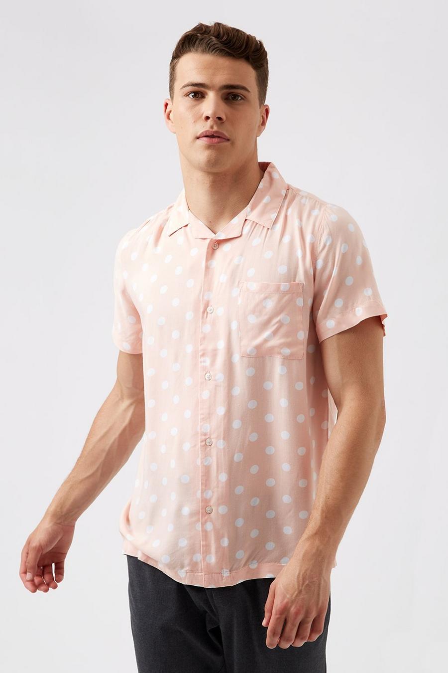 Pink Polka Dot Print Shirt