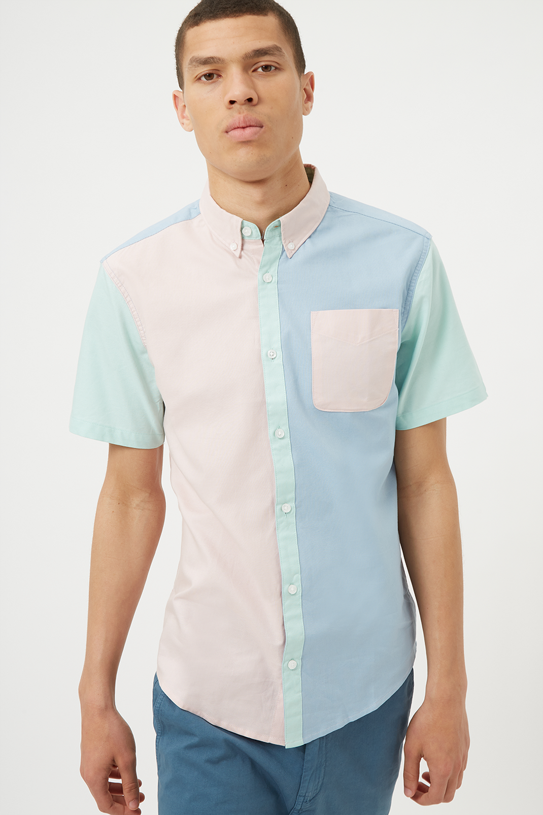 Pink Block Collar Oxford Shirt image number 1