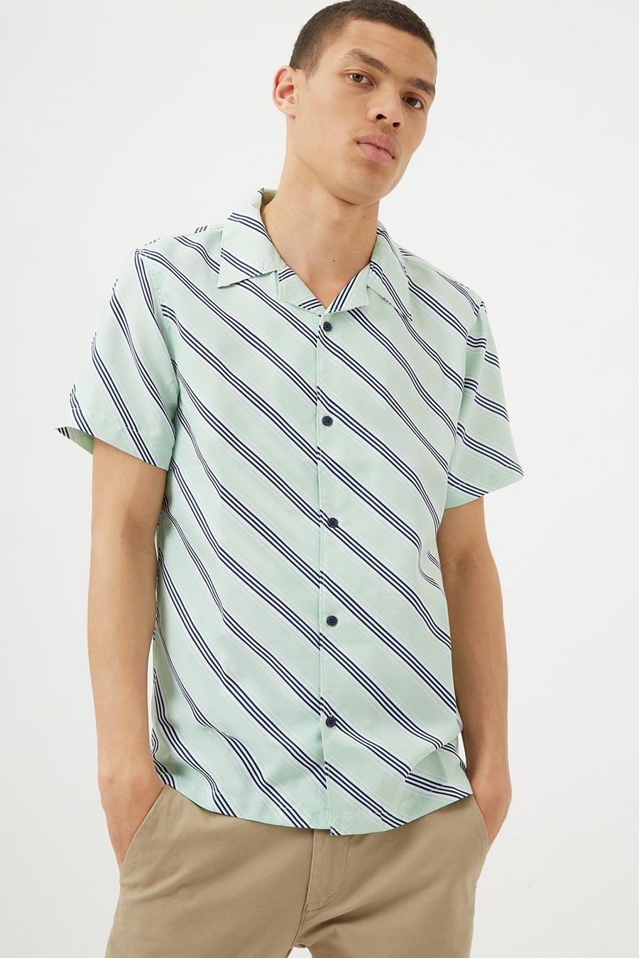 Green Diagonal Stripe Shirt