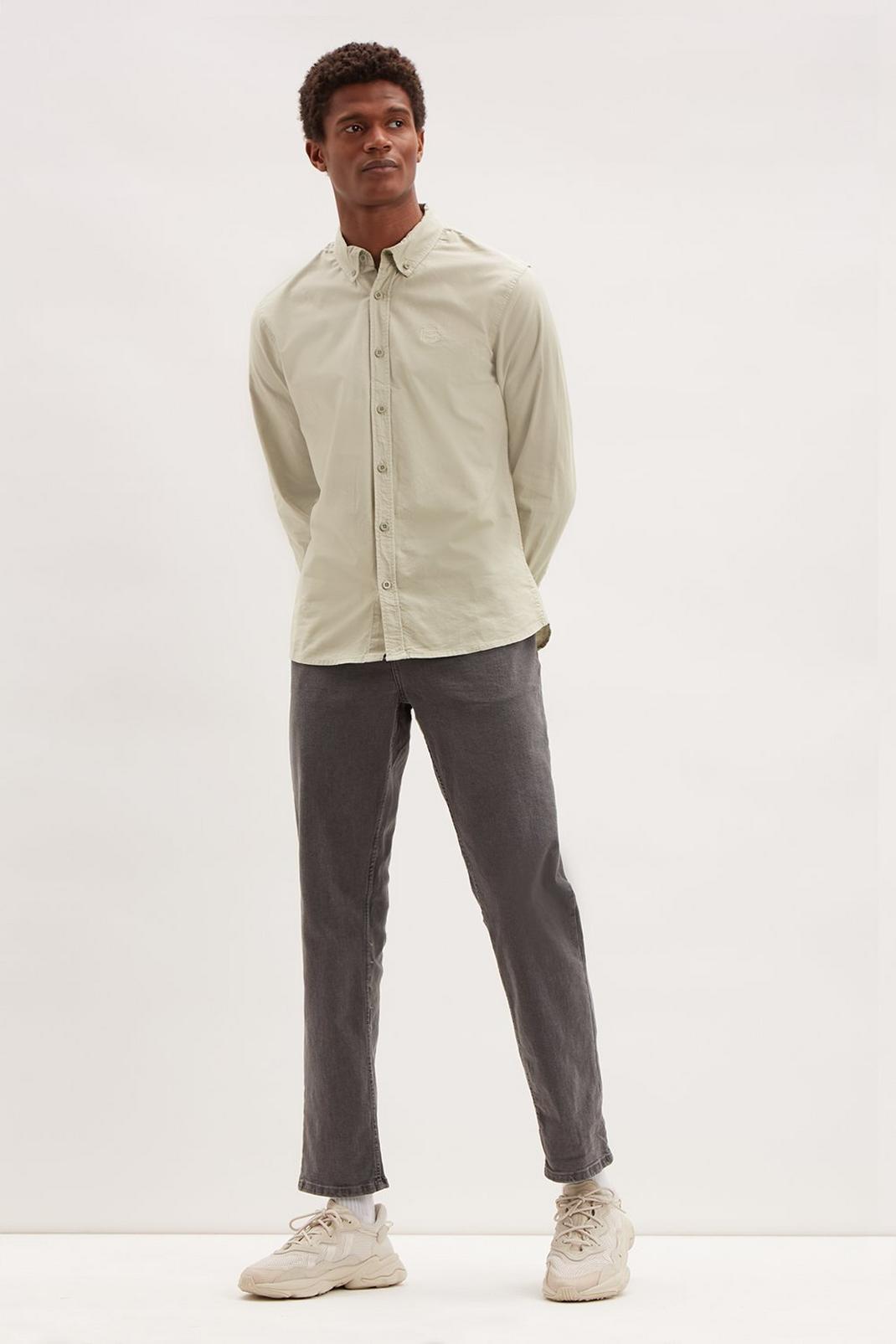 552 Long Sleeve Skinny Garment Dyed Oxford image number 2