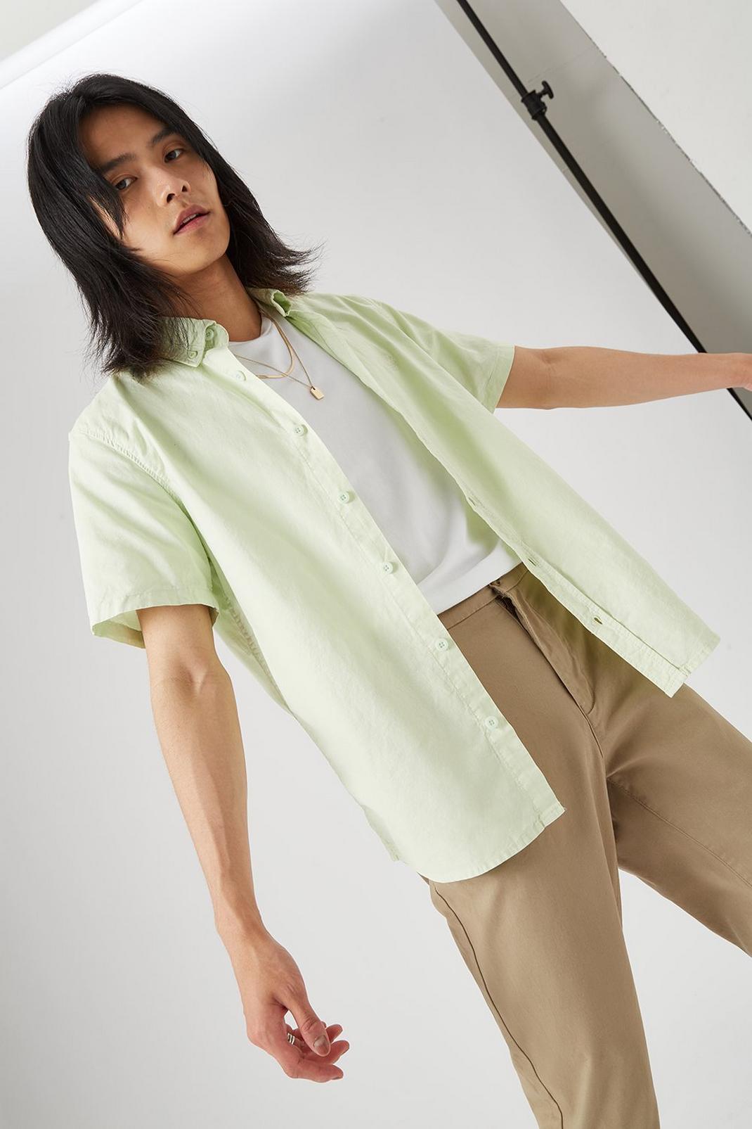 143 Short Sleeve Garment Dyed Oxford Shirt image number 1